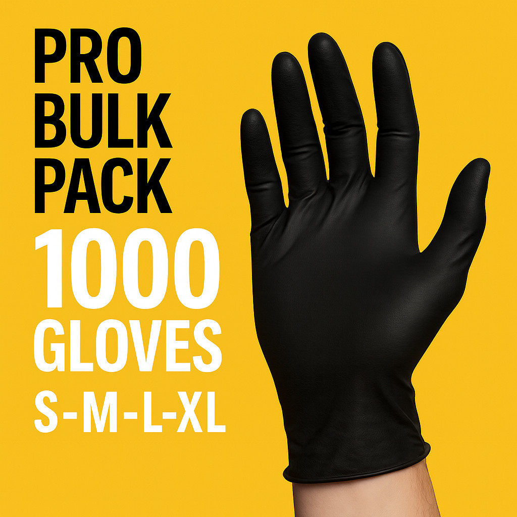 Advance Black Nitrile Exam Gloves IF 51, 5 Mil Disposable Gloves 1000pc S/M/L/XL