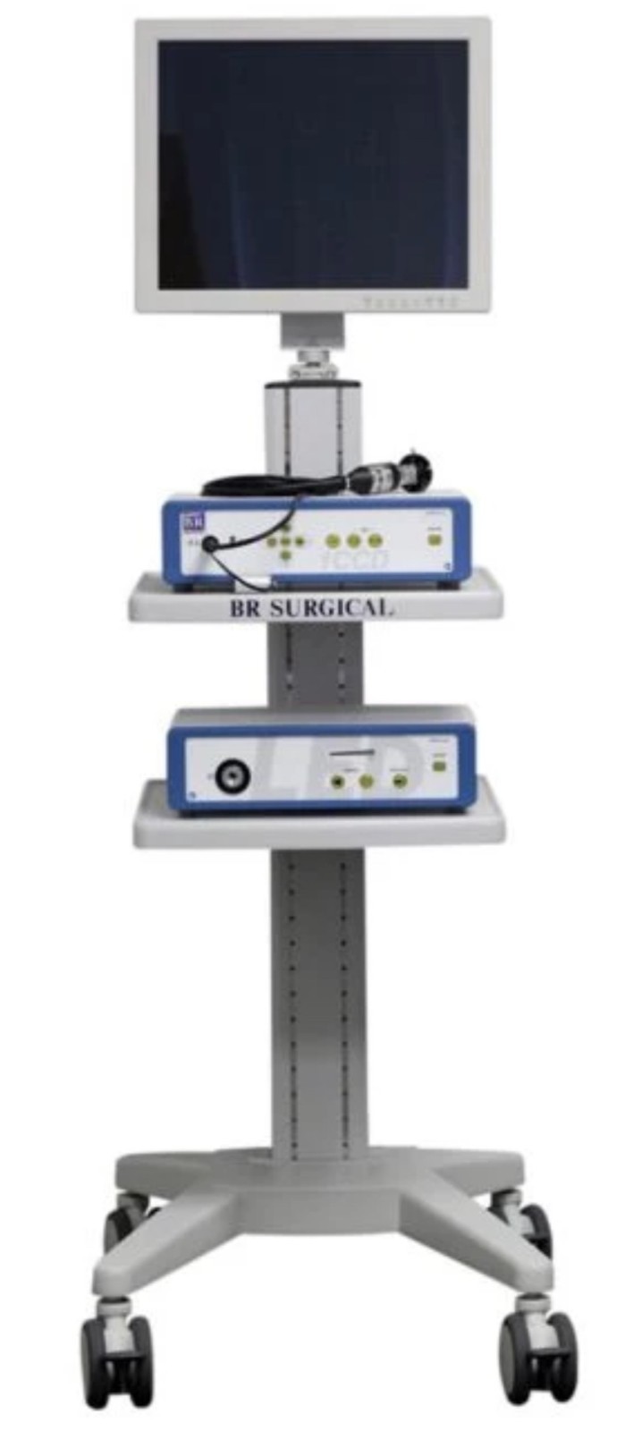 NEW: BR Surgical BR900-9120 Endoscopic Video Cart, 2 Shelf, 66″ x 22″ x 13″