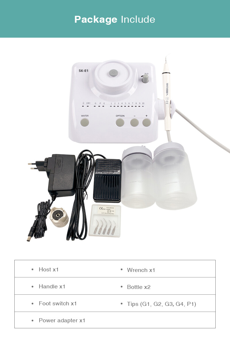 Dental Ultrasonic Piezo Scaler w/ 2 Water Bottles Handpiece FIT EMS Woodpecker