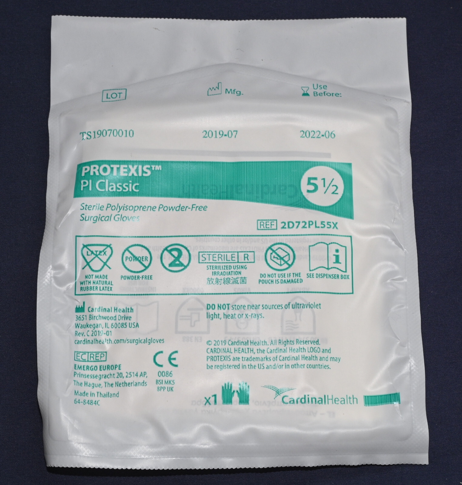 50 Pair Protexis PI Micro Surgical Sz 5.5 Gloves 2D72PL55X 5-1/2 Cardinal Health