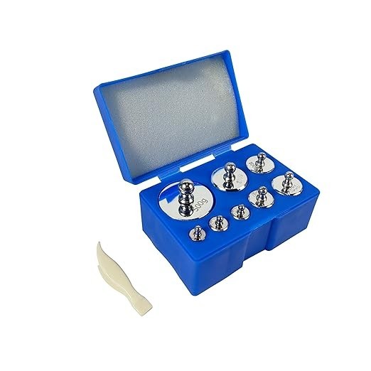 Calibration Weight Set 10g, 20g, 50g, 100g, 200g, 500g with Tweezers M2 Class