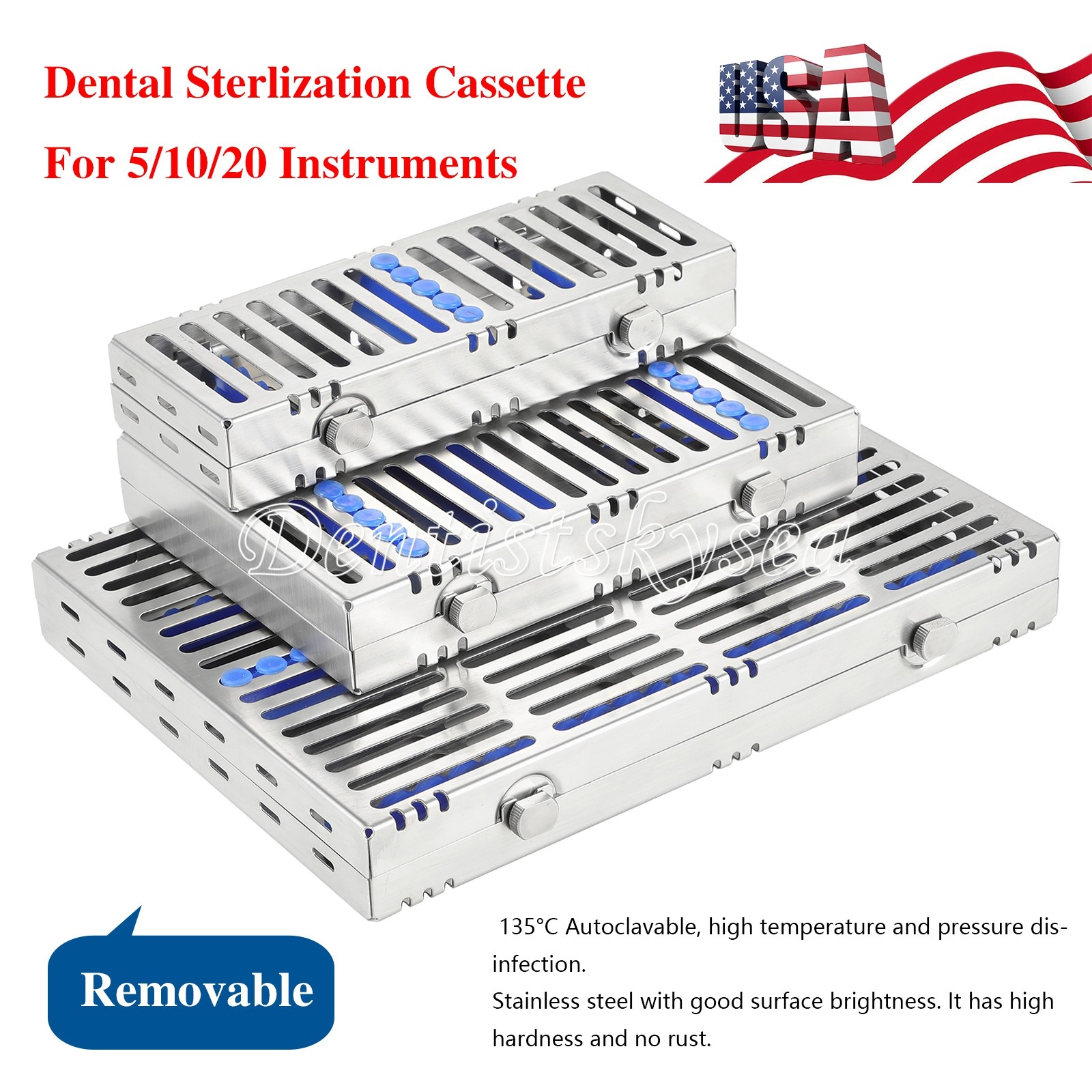 Dental Sterilization Cassettes Autoclave Racks Box Surgical Lab Instruments