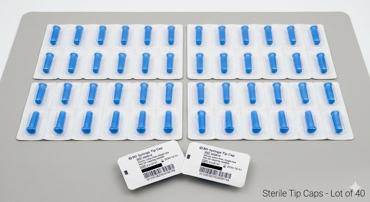 BD 305819 Female Luer Lock Tip Caps Blue Polypropylene Plastic LL FLL 40