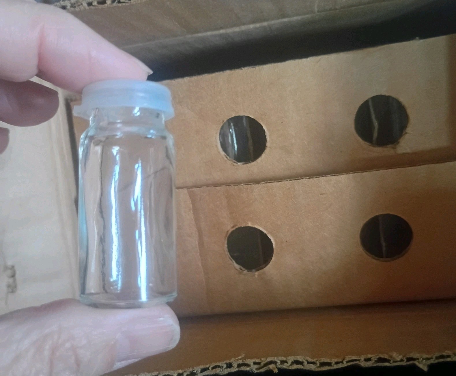 Vintage Wheaton 3‑Dram Snap‑Cap Bottles Lot of 72 w/ Original Box NOS Lab Vials