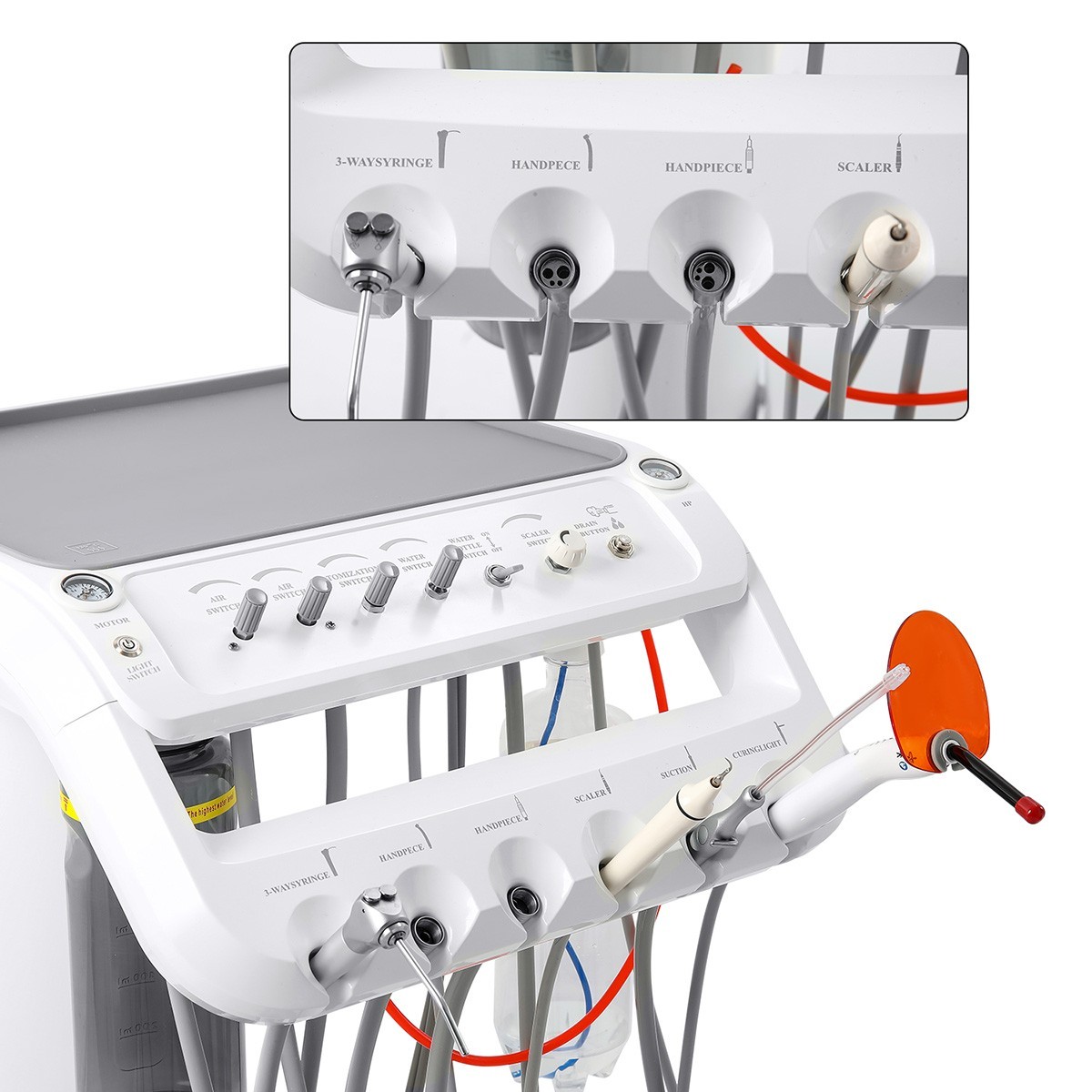 Portable Dental Mobile Delivery Unit with Compressor/handpiece air scaler kit