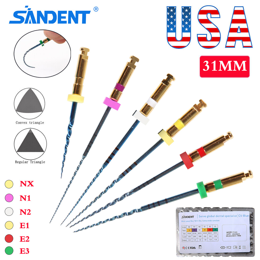 6pcs Endodontic Dental Endo Files Rotary NITI Files X-Pro Taper 21/25/31MM