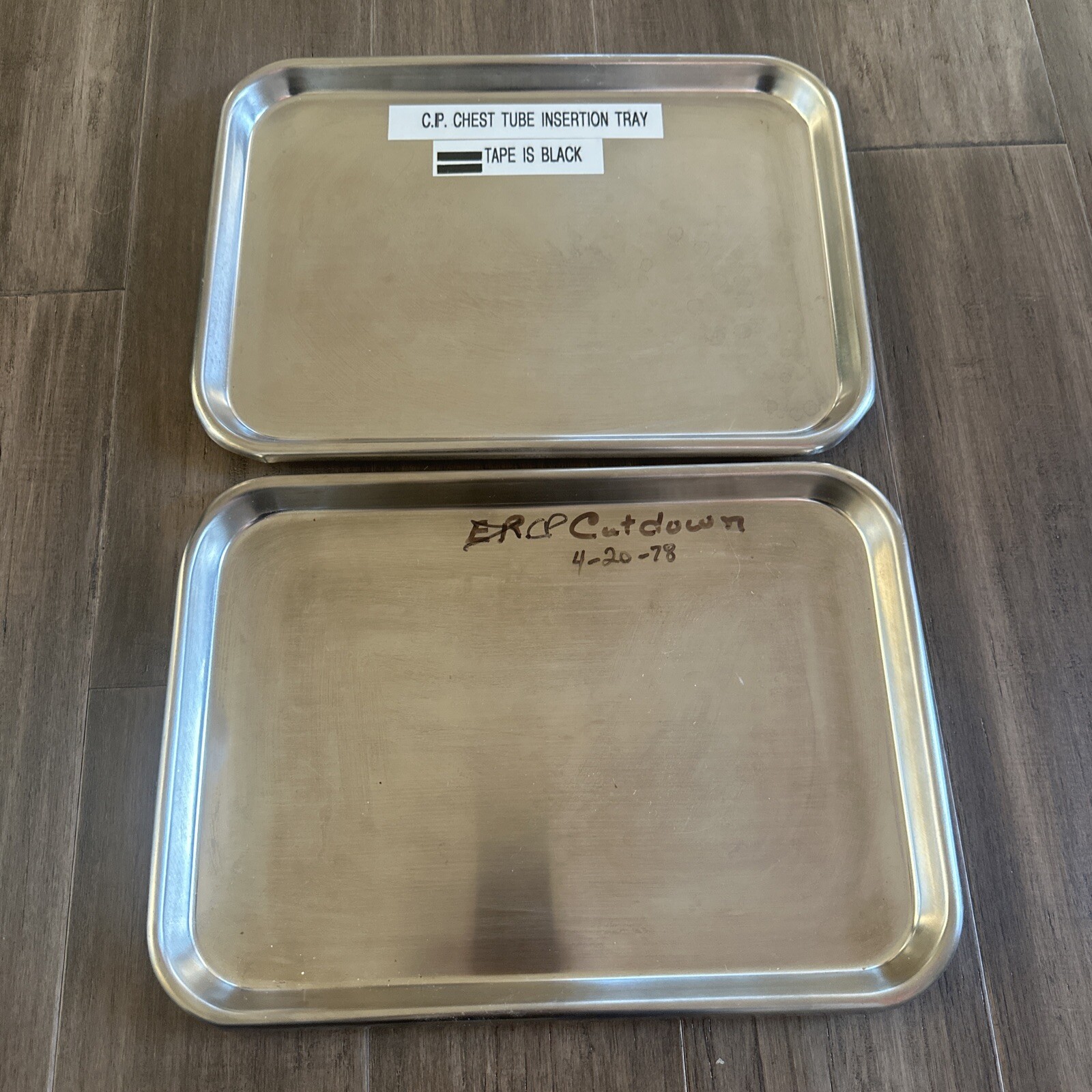 2 Pcs Vollrath Stainless Steel Medical Instrument / Food Tray 13.5″ x 9.5″ 8013