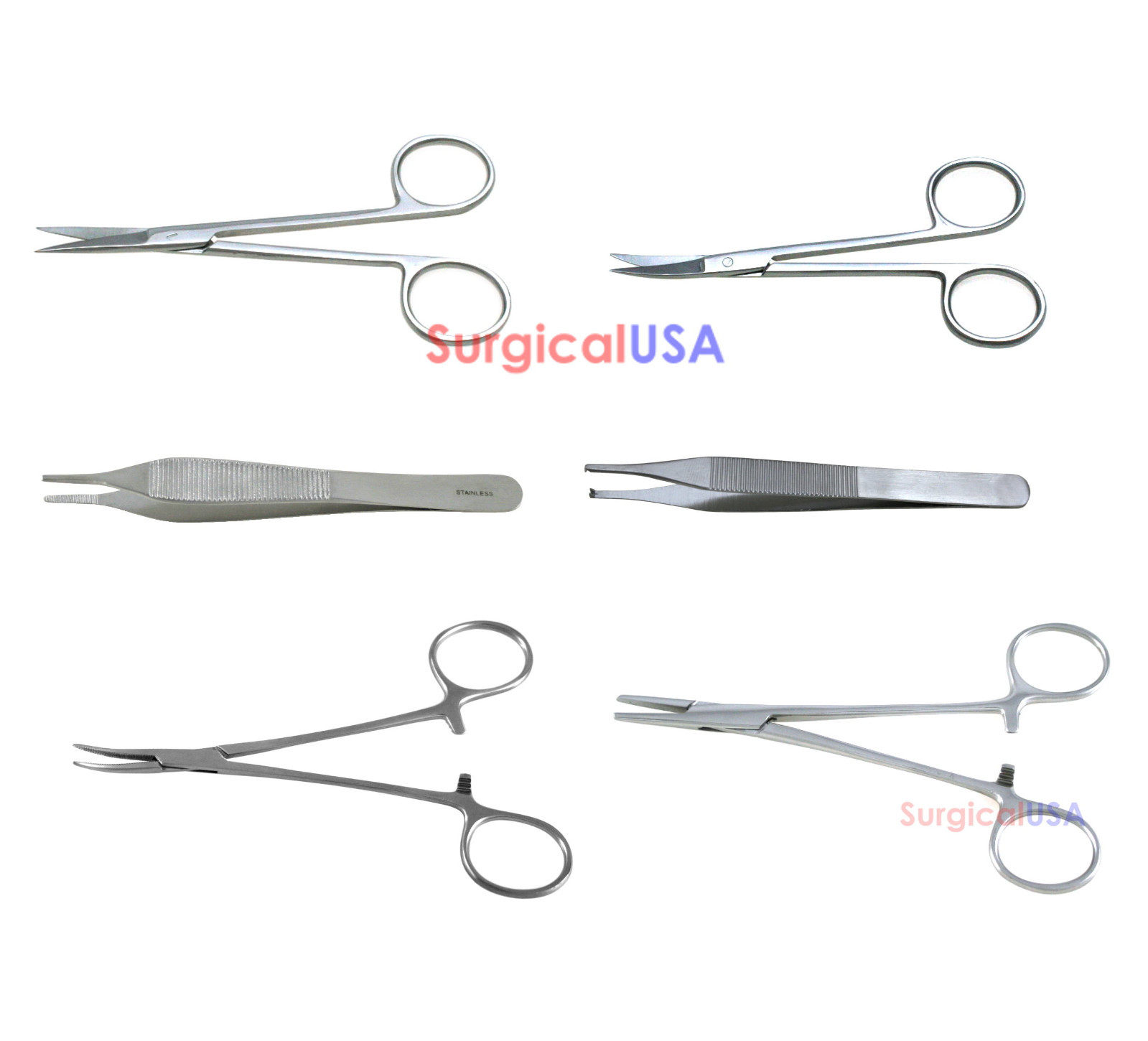 Kit of 6 Laceration Tray Instruments Surgical Dental Suture Supplies