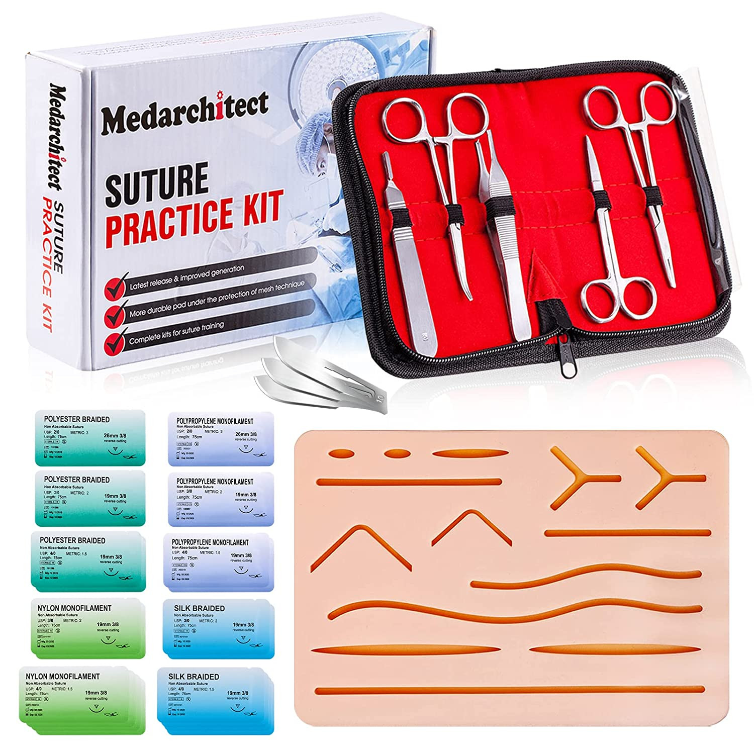 Suture Practice Complete Kit (30 Pieces) for Medical Student Suture Training,…