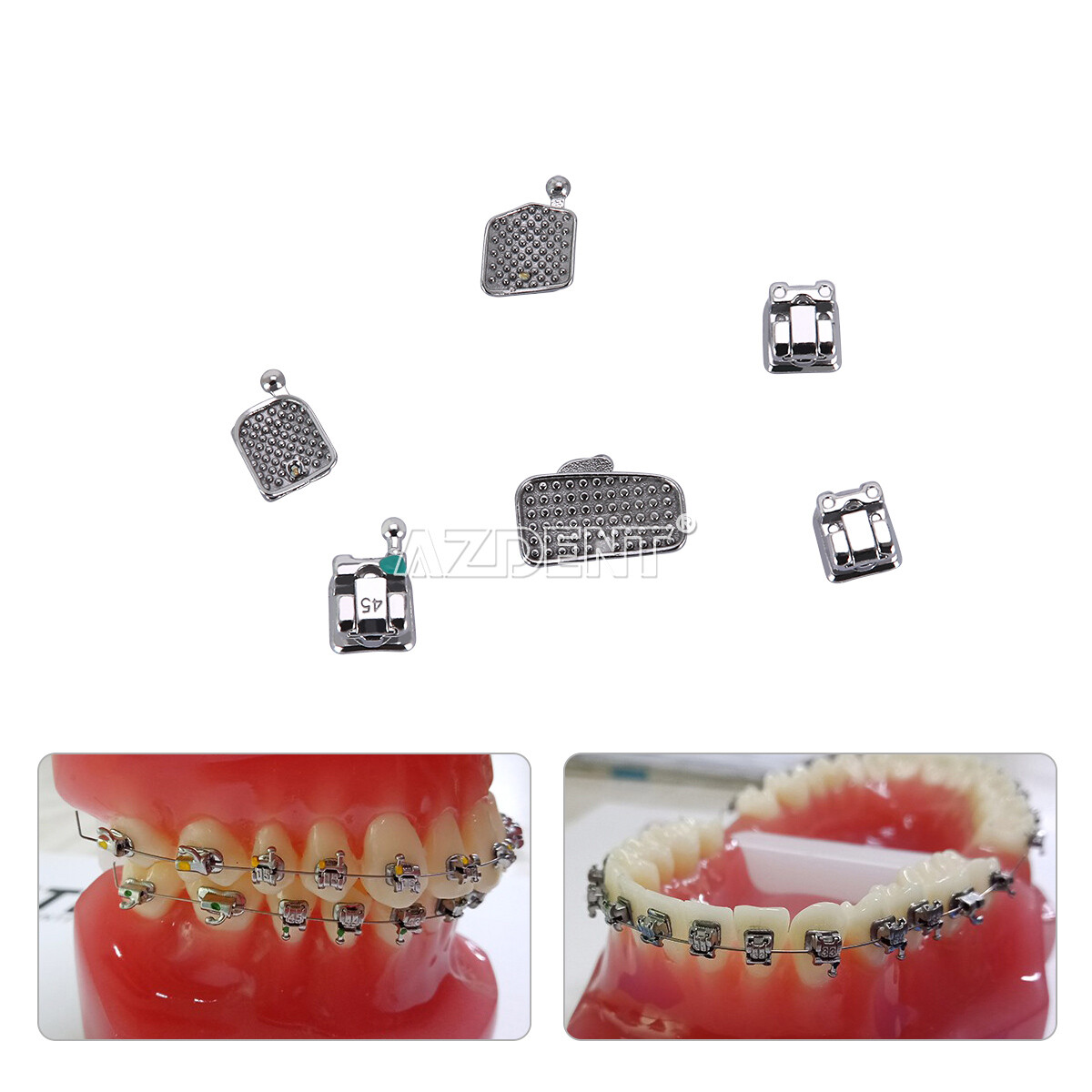 5X AZDENT Dental Orthodontic MIM Self Ligating Bracket Braces Roth.022 Hooks 345
