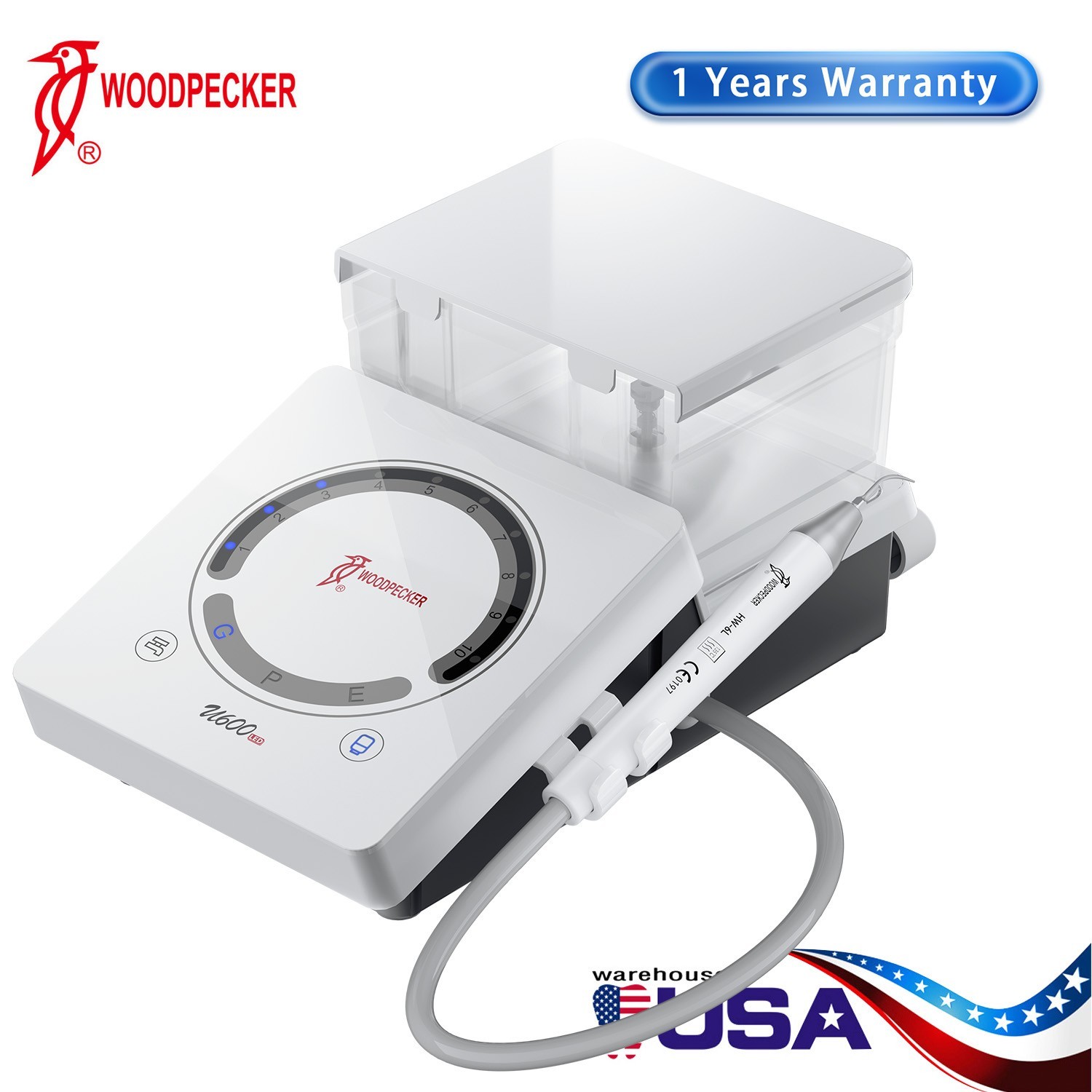 Original Woodpecker Dental U600 LED Ultrasonic Piezo Scaler with Water Bottle