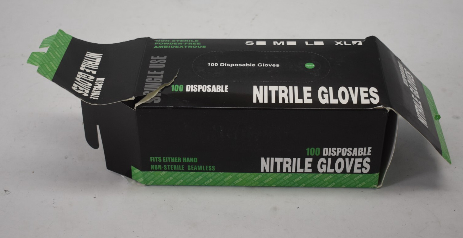 Lot of 300 XL Disposable Nitrile Gloves Non Sterile Black Seamless Cover