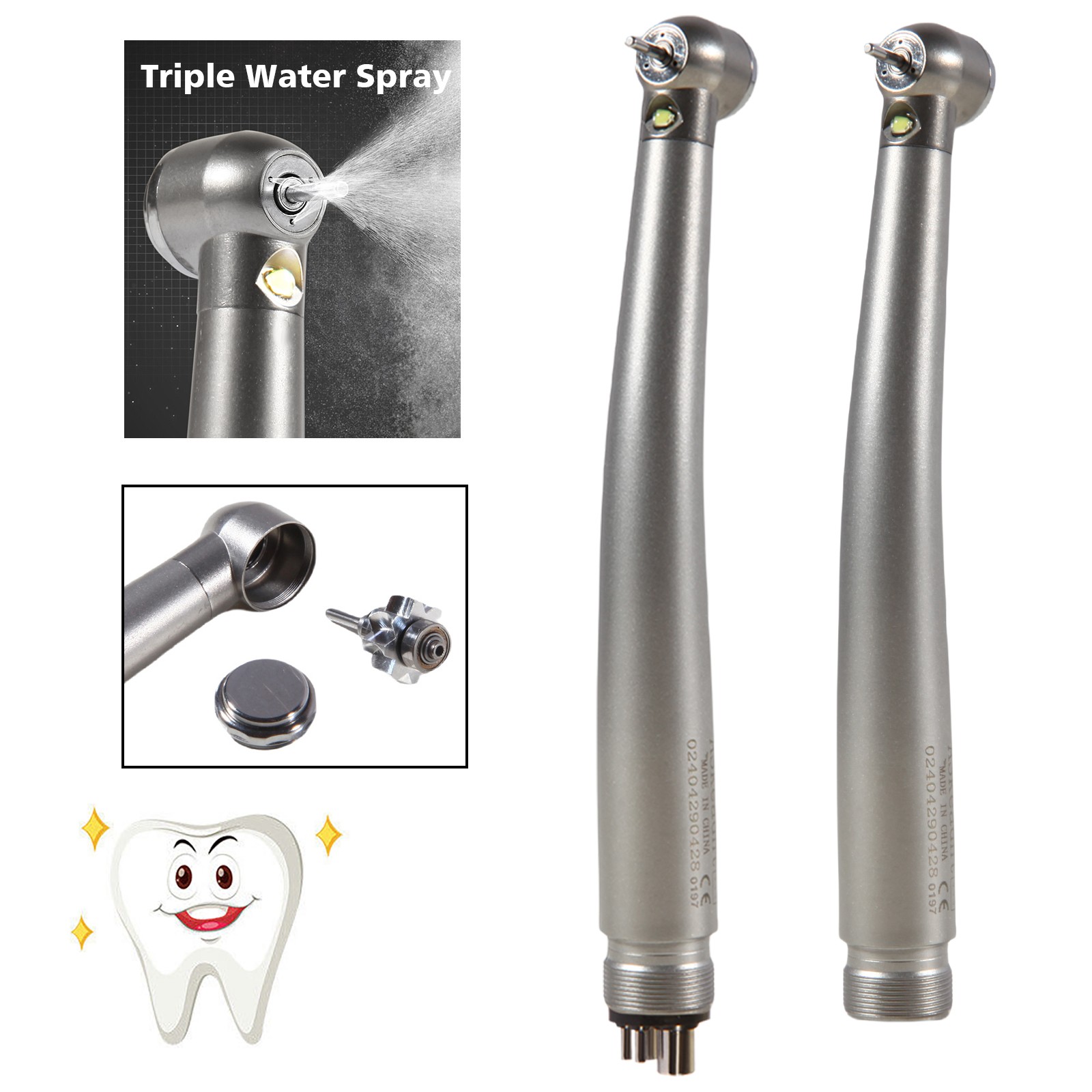 Dental Fiber Optic E-generator LED High Speed Handpiece Turbine 2/4H ASkeadnt ns