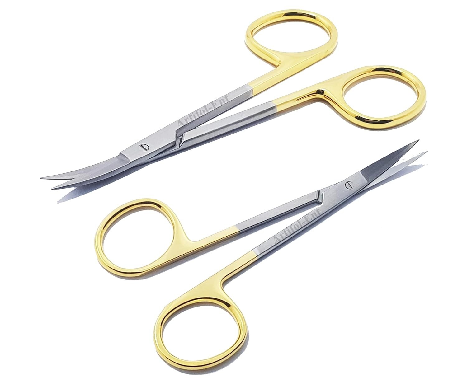 TC Iris Scissor 4.5″ 11.5 cm Straight Curved T/C Premium Grade Material 2 Pcs