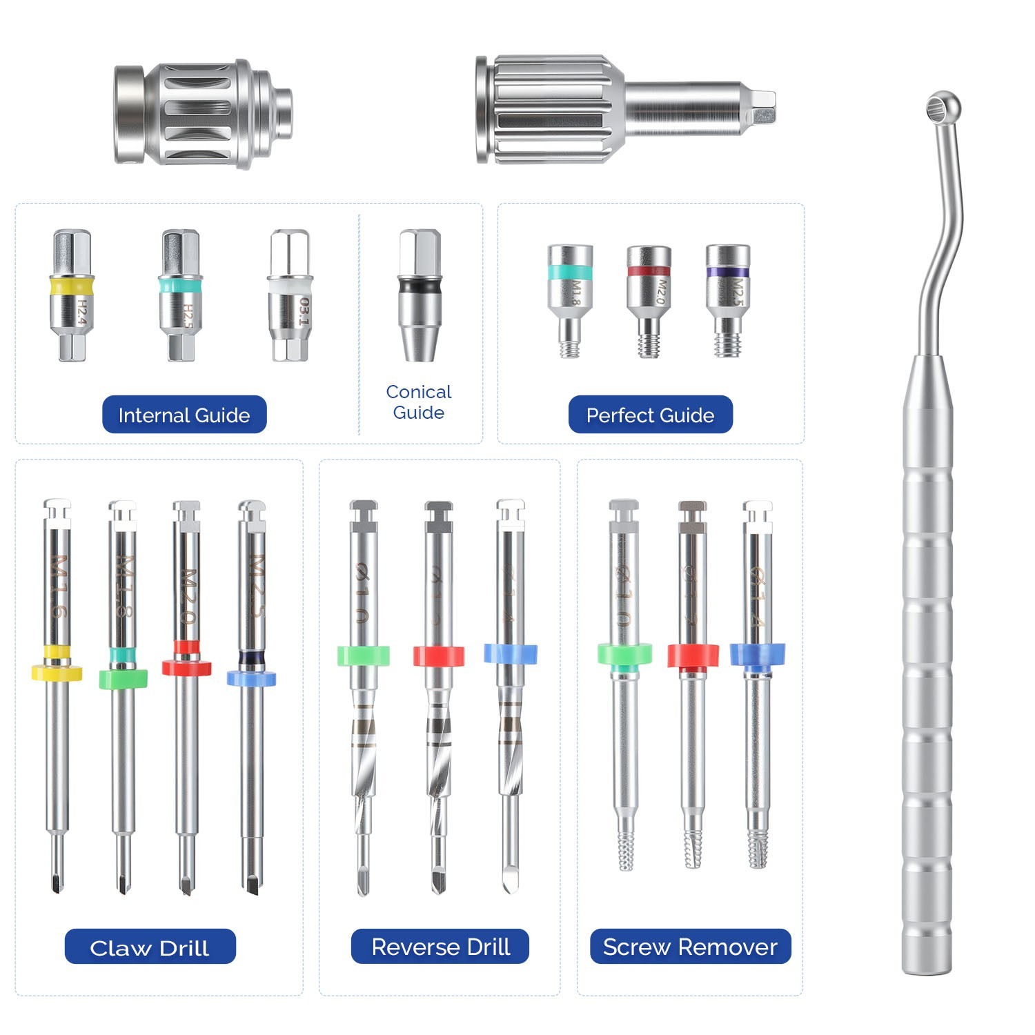 Dental Implant Fixture & Broken Screw Removal Surgical Kit with Torque Wrench
