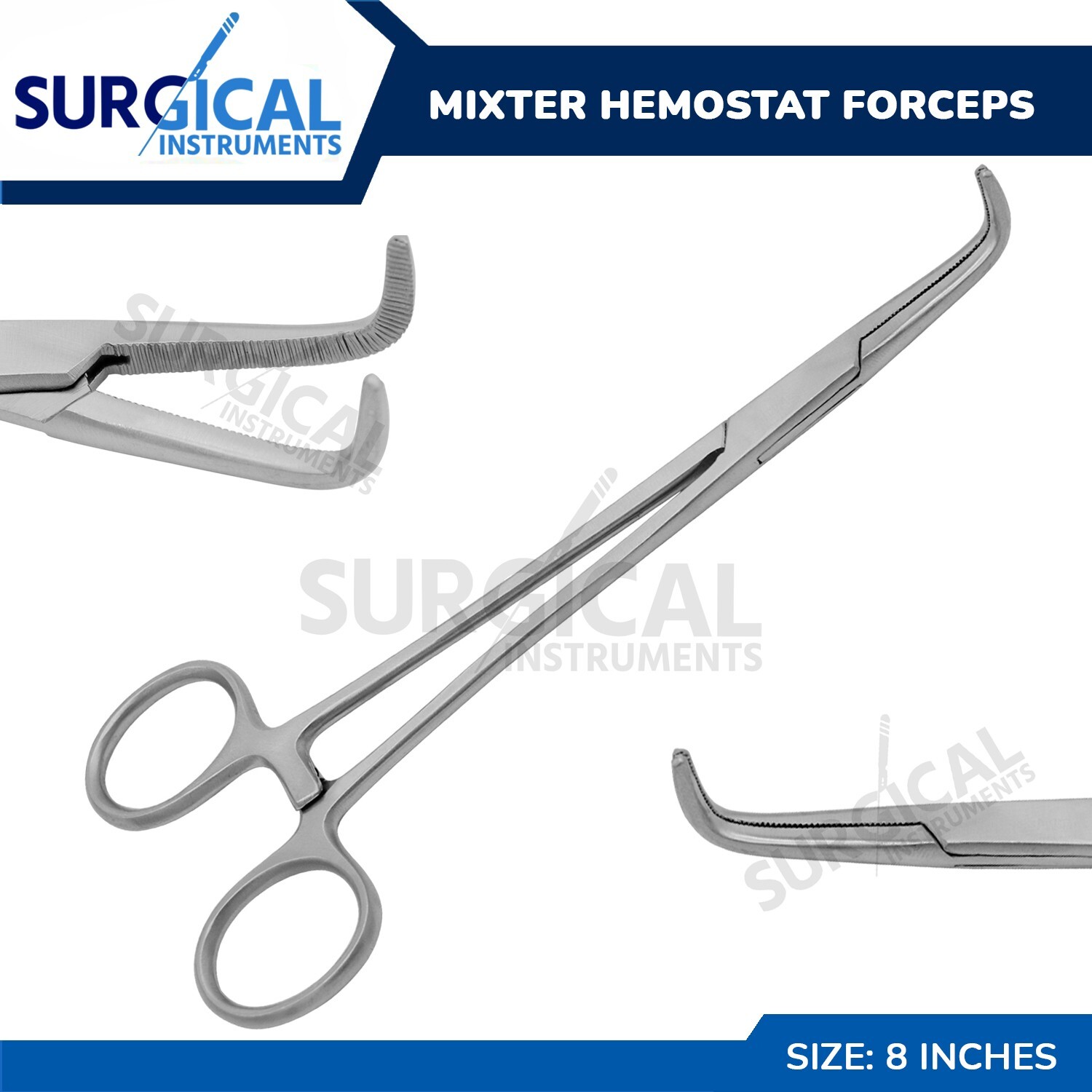 MIXTER Forceps Surgical Veterinary Instruments 8″ – Fully Curved German Grade