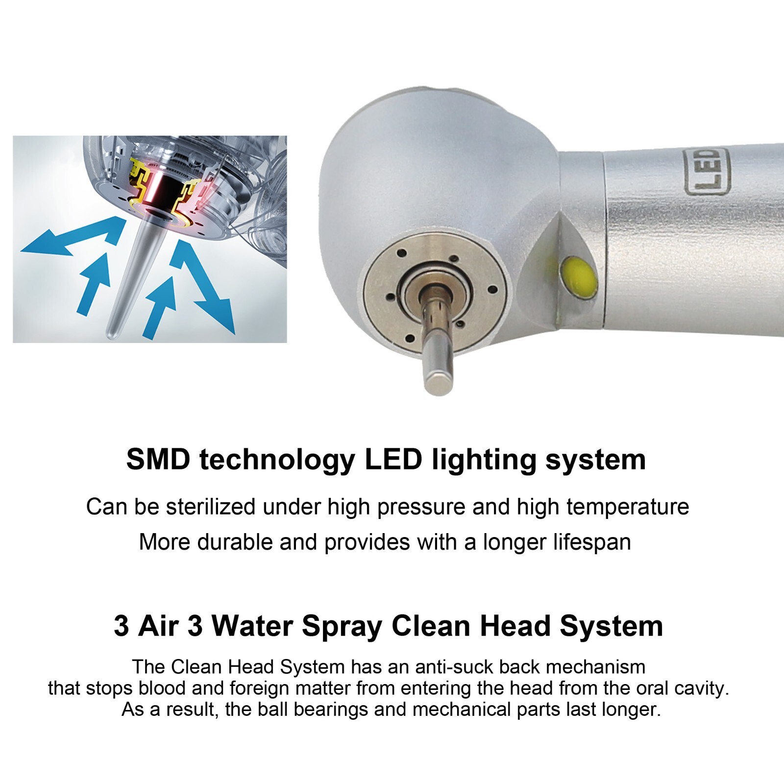 COXO Dental LED Self Power Handpiece 4 Hole High Speed Turbine E Generator NSK