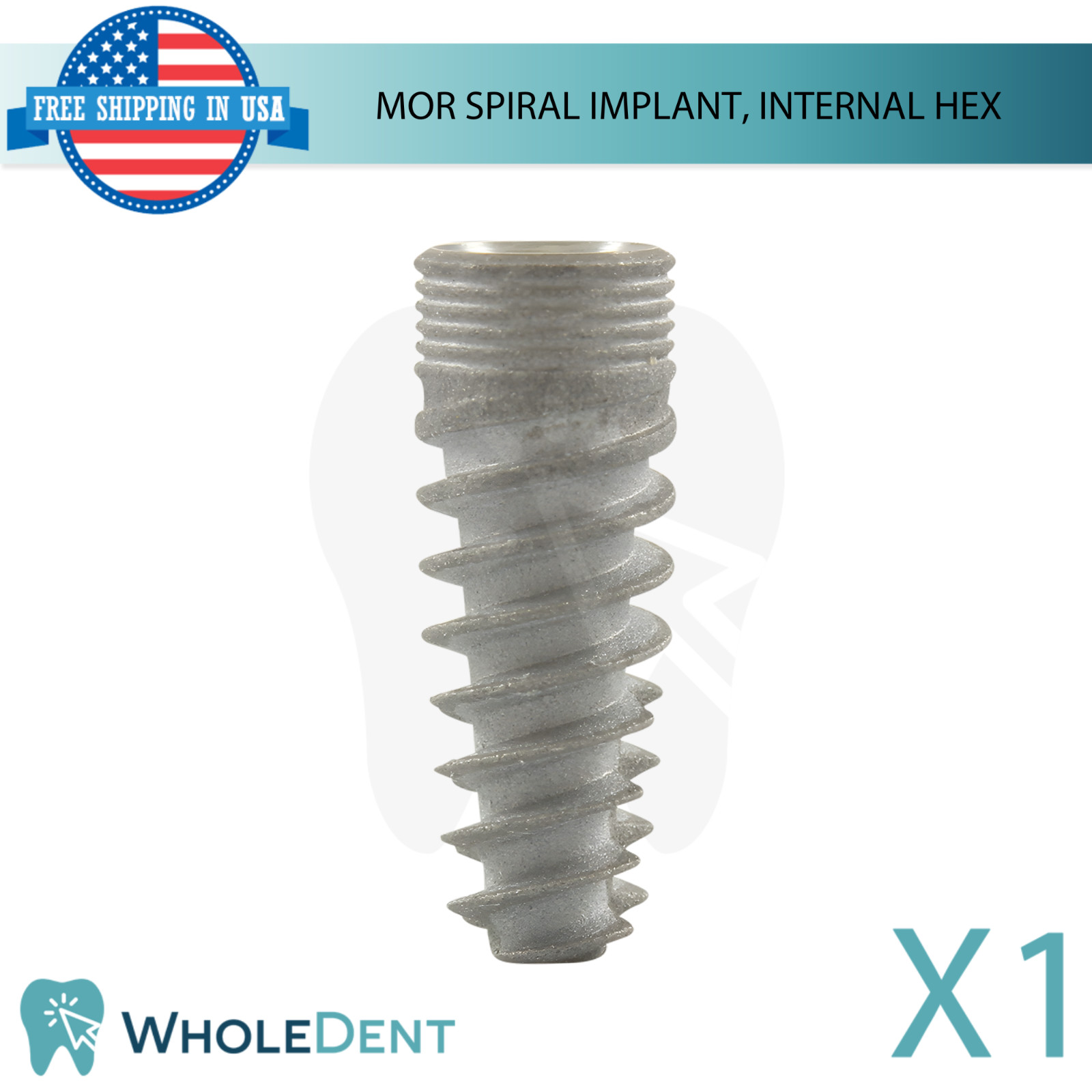 Dental MOR Spiral Fixture Int Hex 2.42mm System SLA Titanium Stability