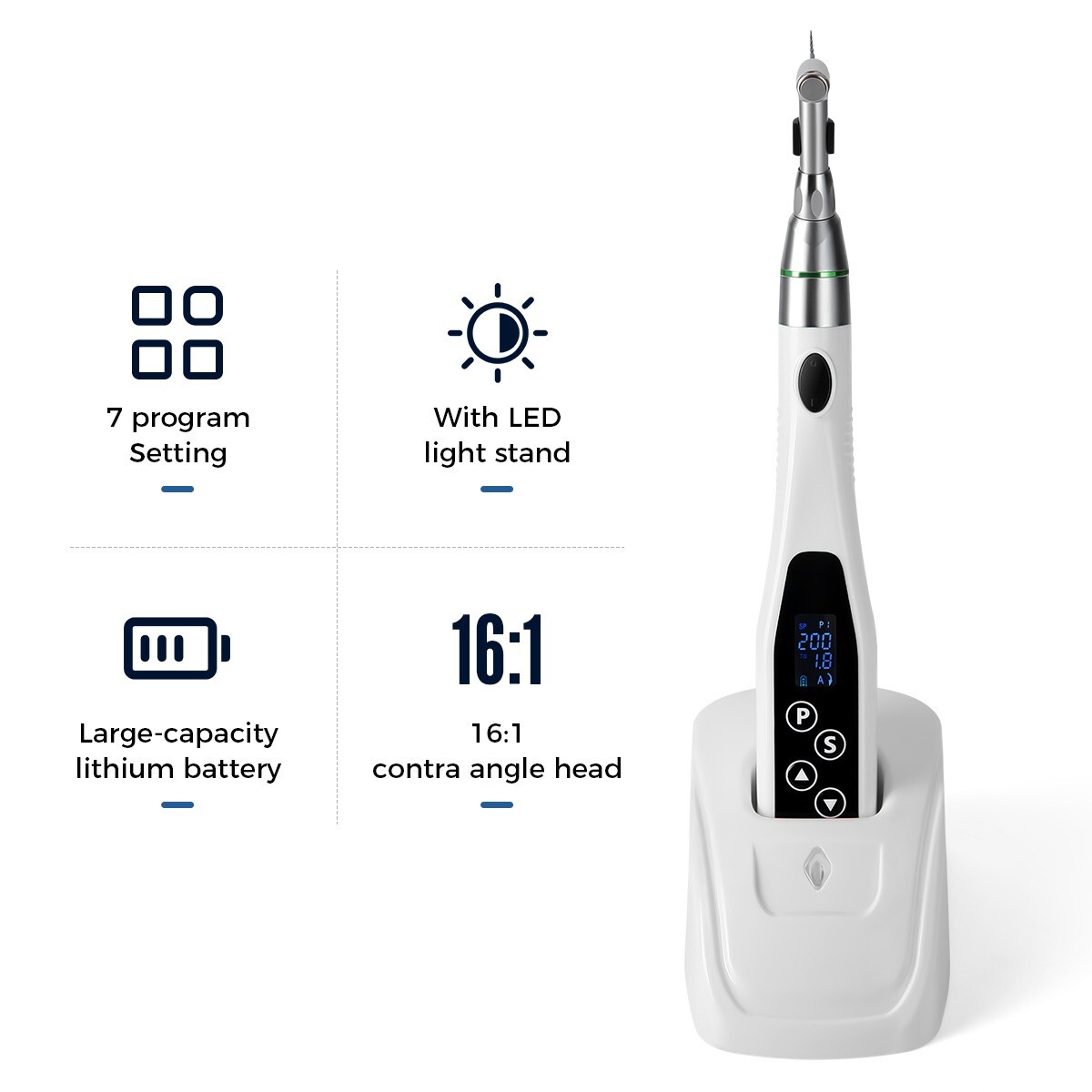 LED Dental Mini 16:1 Endo Motor Contra Angle /Root Canal Apex Locator/Niti Files