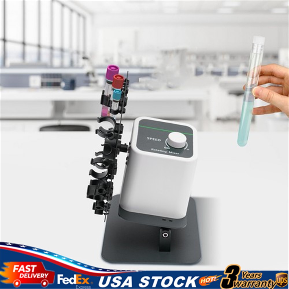 Lab Rotary Rotating Mixer, Tube Mixer Shaker, Chemical Tube Mixer 20-80RPM NEW