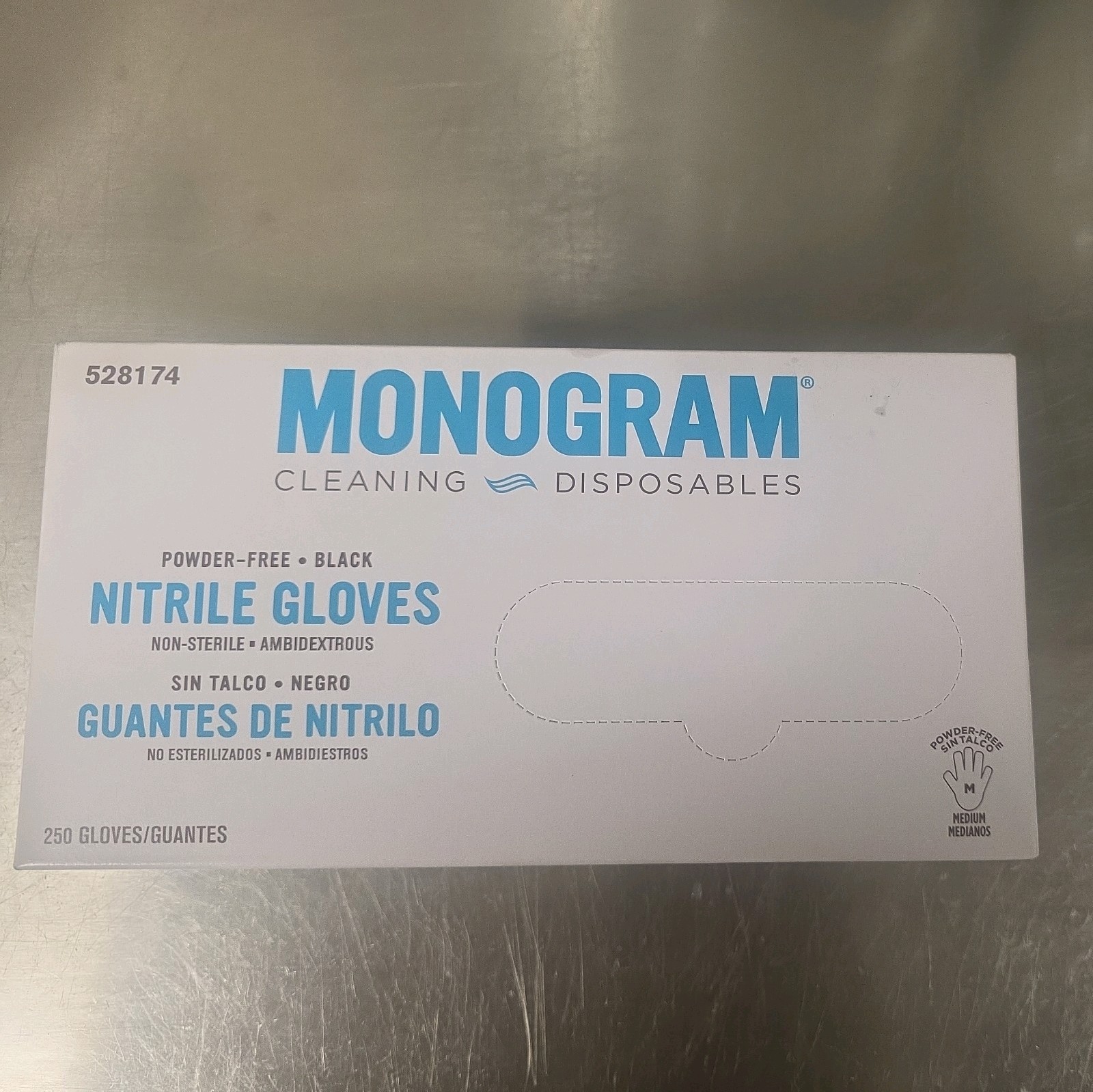 MONOGRAM NITRILE POWDER-FREE GLOVES medium BLACK 250 UNITS