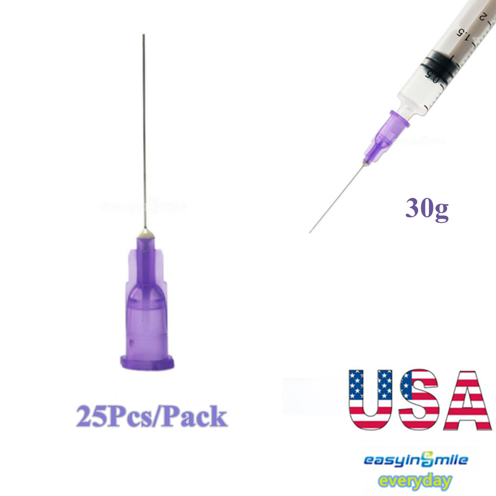 25Pc Purple 30g Endo Syringes Needle Tips For Dental Endodontic Irrigation