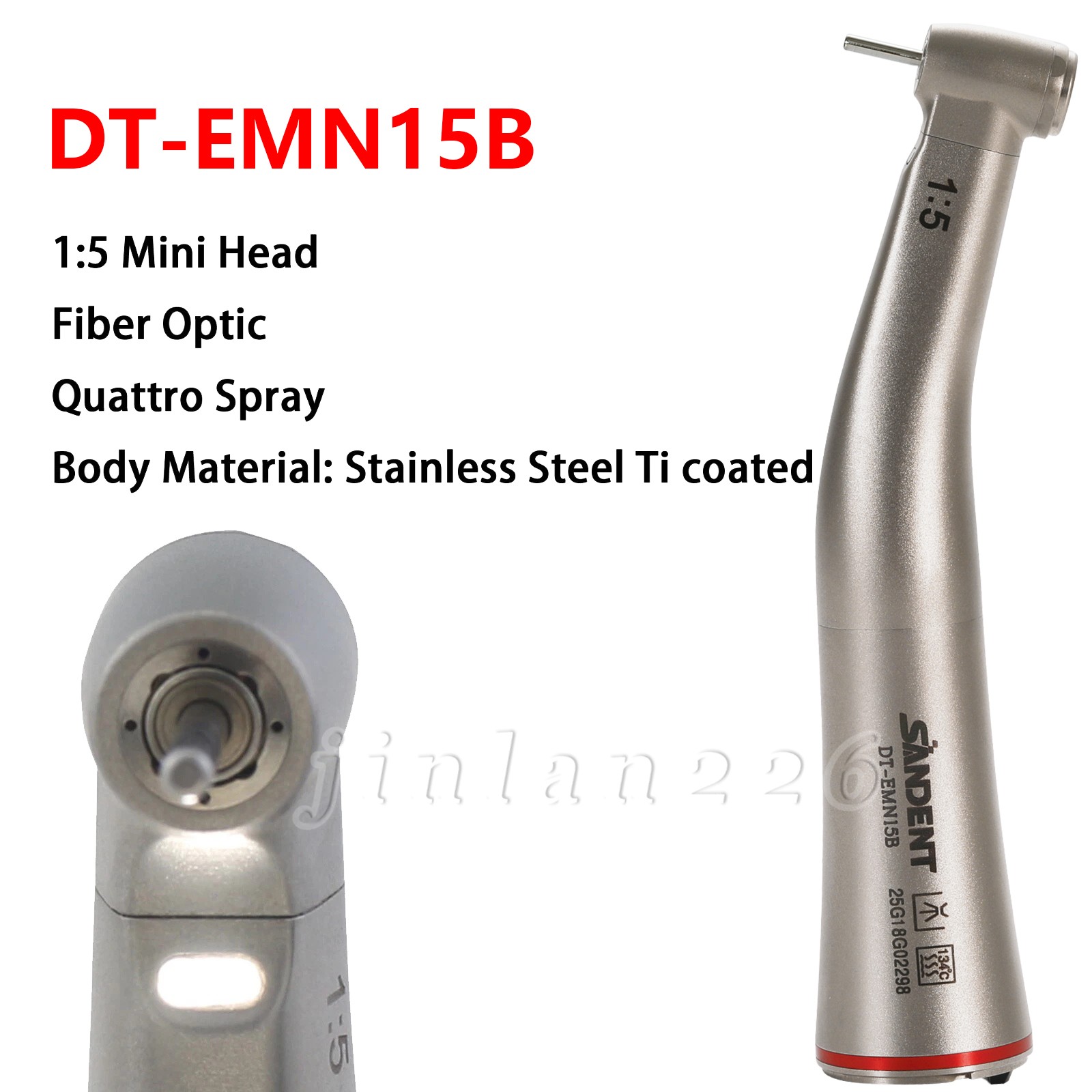 SANDENT Dental Mini Head 1:5 increasing Electric Handpiece Fiber Optic
