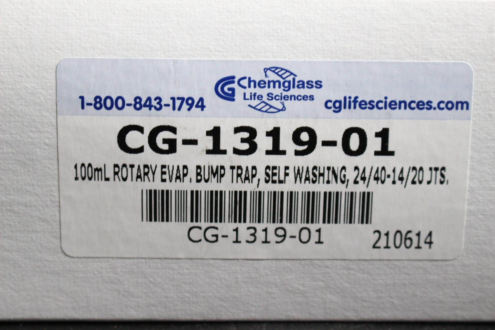 Chemglass 100mL Rotary Evaporator Roto vap Bump Trap Self Washing CG-1319-01