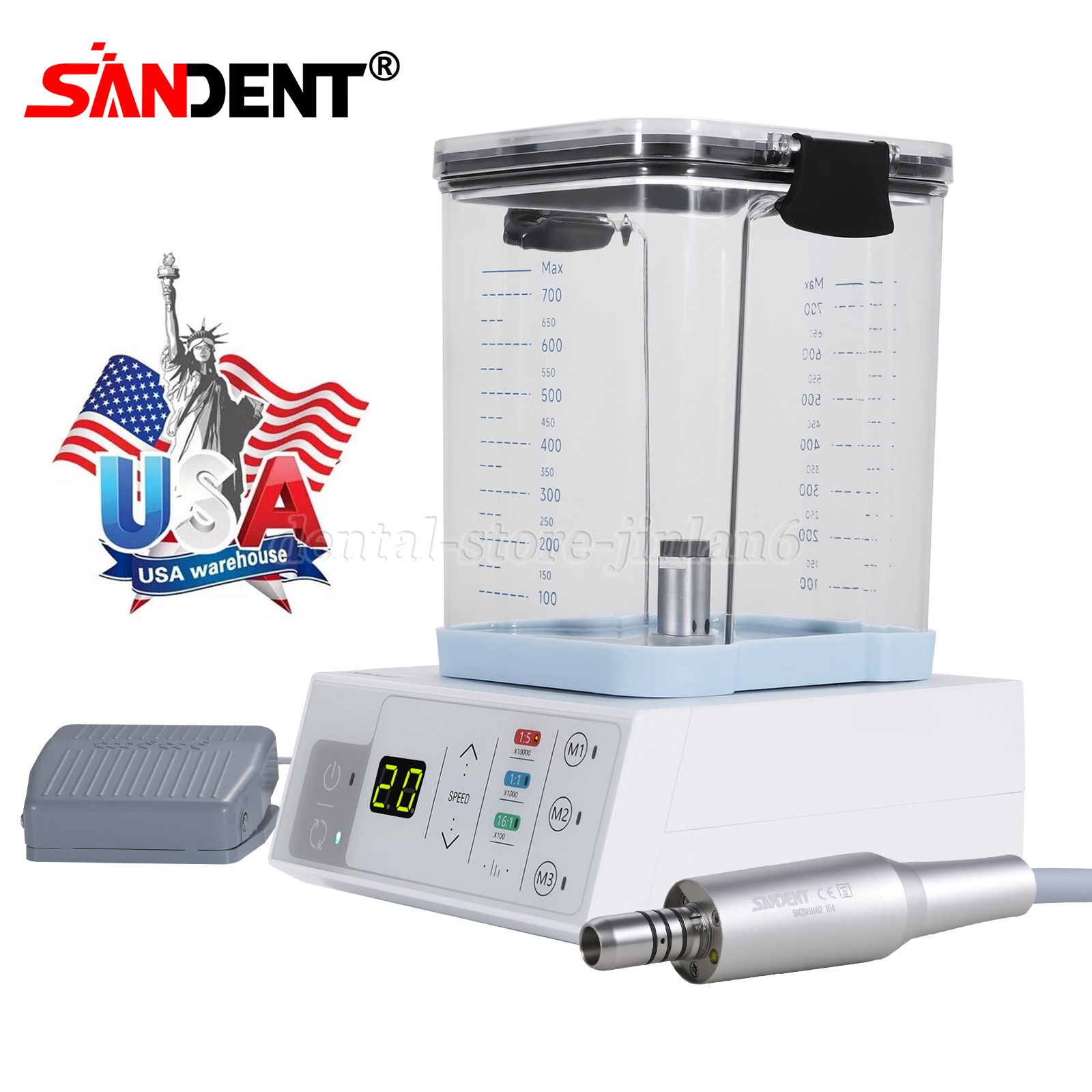 NSK Style Dental Brushless LED Electric Micro Motor 1:5 Increase Handpiece USA