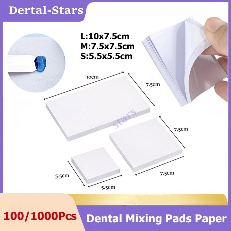 100/1000Pcs﻿ Dental Mixing Pads Paper/Poly Coated 2 Side Disposable L/M/S Cement