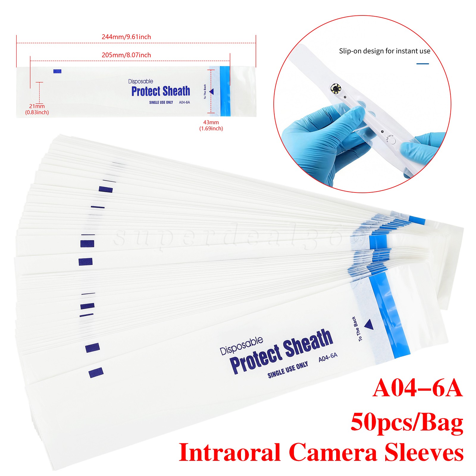 50Pcs Disposable Dental Intraoral Camera Protect Sheaths Sleeves Covers A04-6A