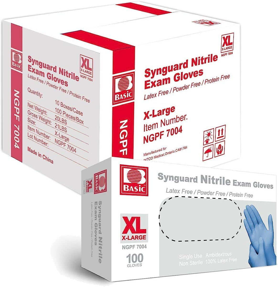 X Large Pack of 1000 Blue Nitrile Gloves Powder Free Latex Free Exam Gloves