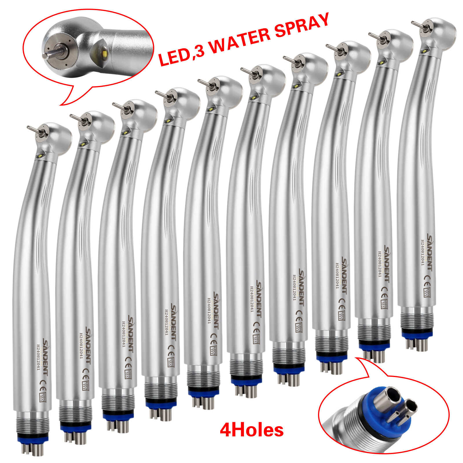1-10 PCS SANDENT Dental LED E-Generator High Speed Handpiece Push 4 H Ceramic po