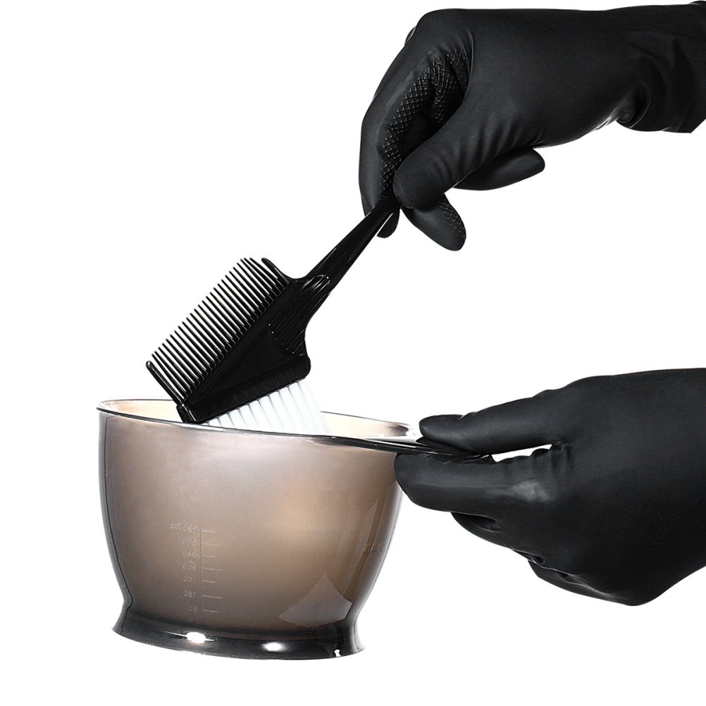 Black Reusable Latex Gloves for Salon Hair Color Dye and Daily Use Medium Size