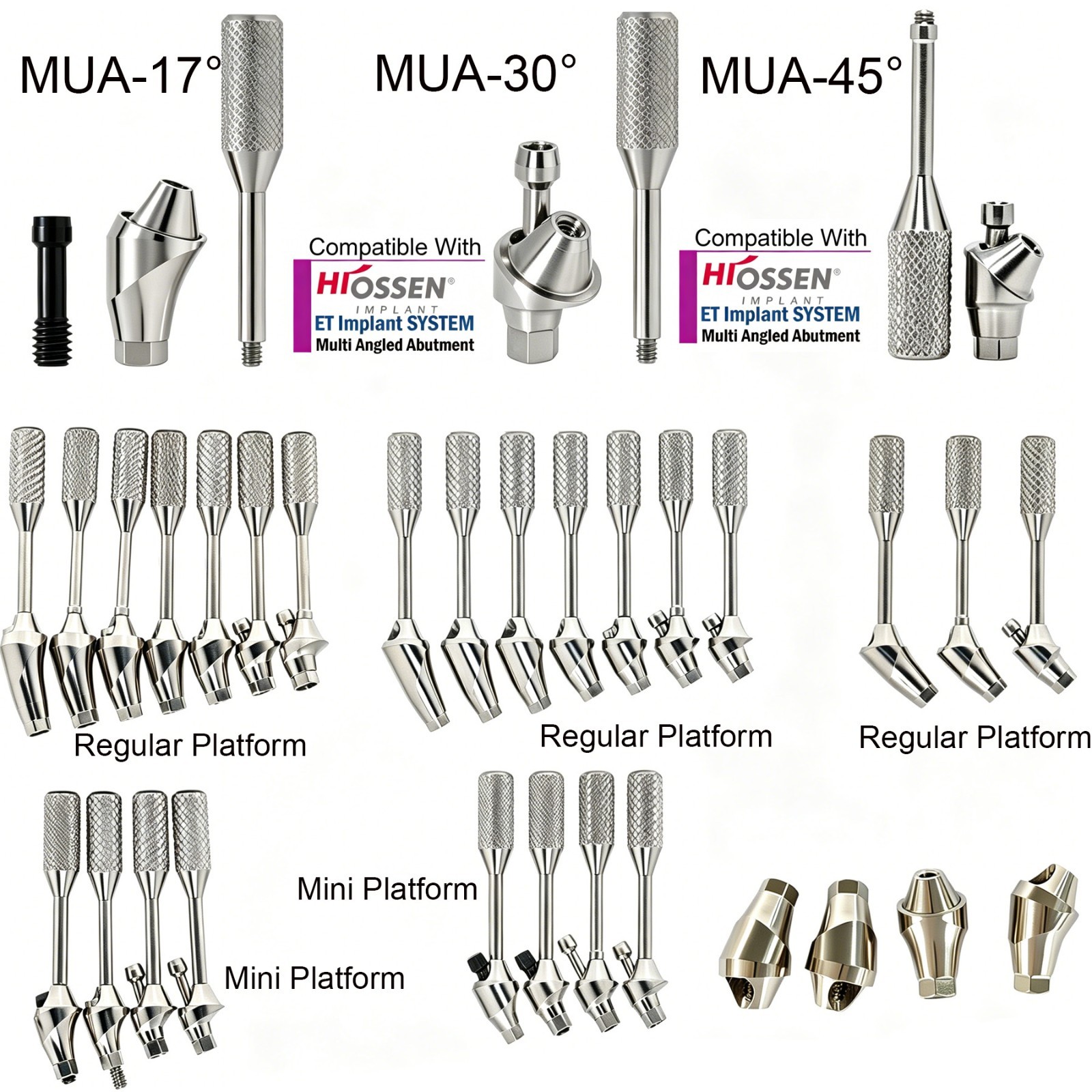 Dental Multi unit Angled abutment D4.8mm MUA 17/30/45° fits Hiossen Osstem M/R