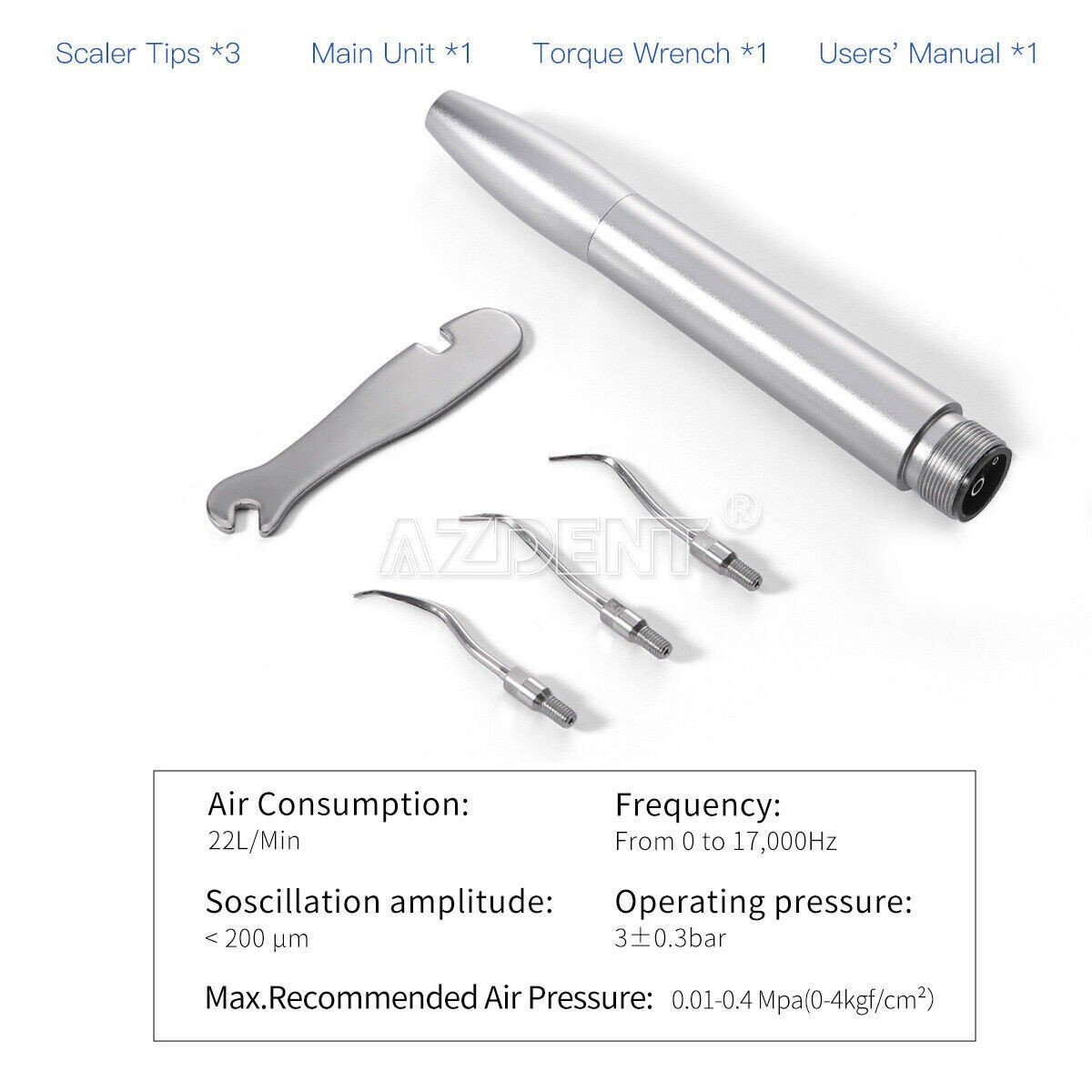 Kavo Style Dental Air Scaler Handpiece Sonic Scaler Cleaner 2/4Holes w/3pcs Tips