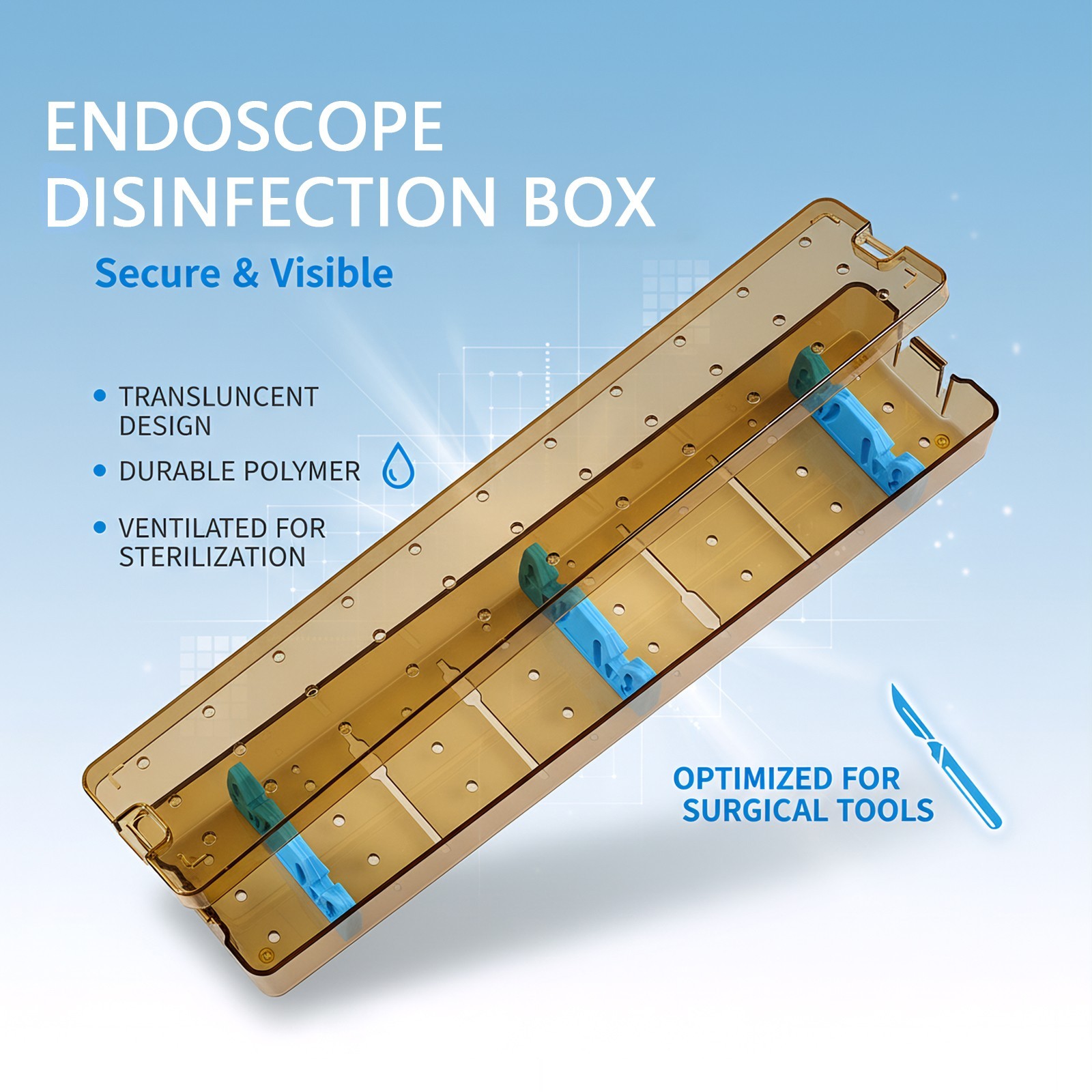 PPSU Medical Endoscope Autoclave Case Sterilization Tray Disinfection Box S/M US