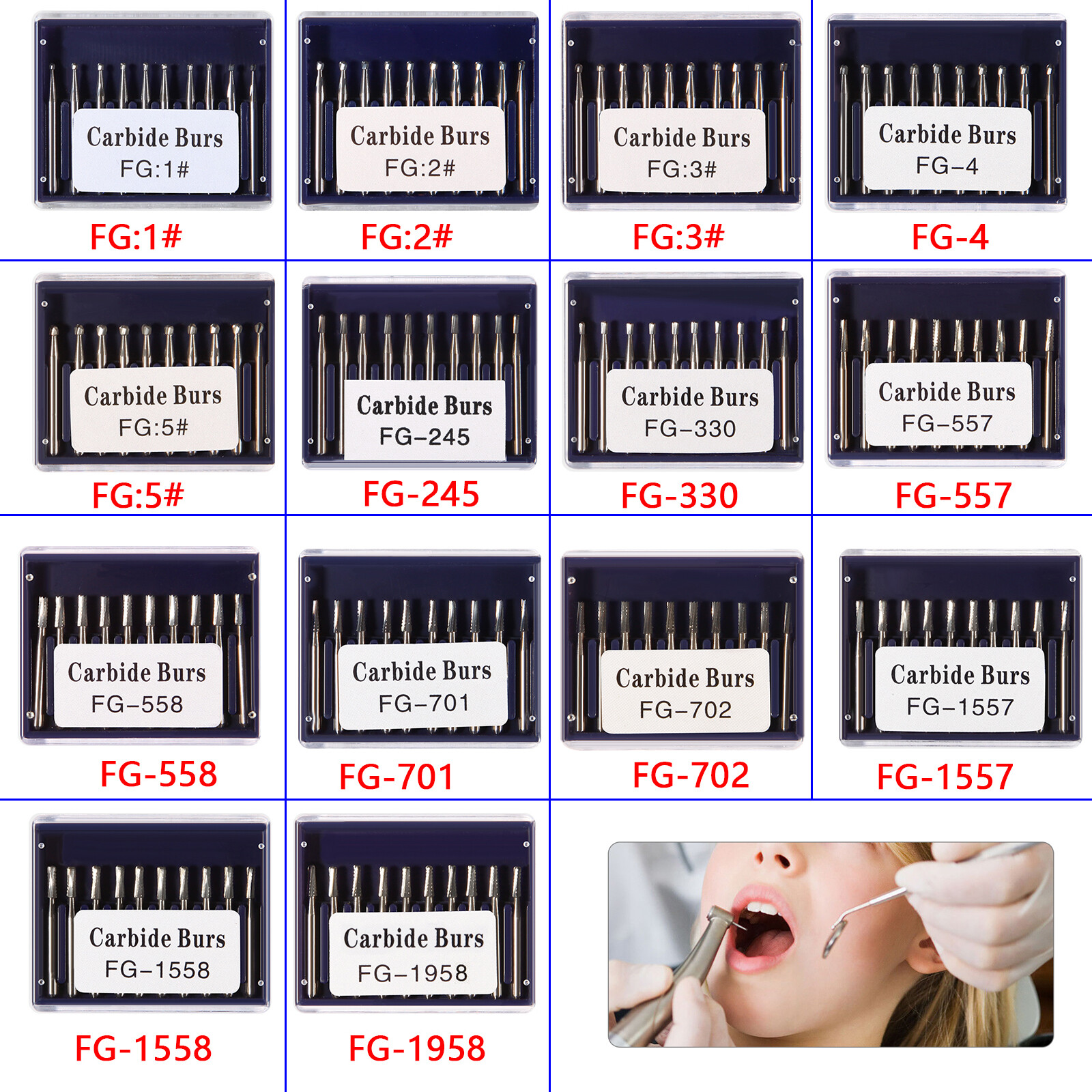 10pc/1pack Fresas de acero de carburo tungsteno FG redondas Drill Alta velocidad