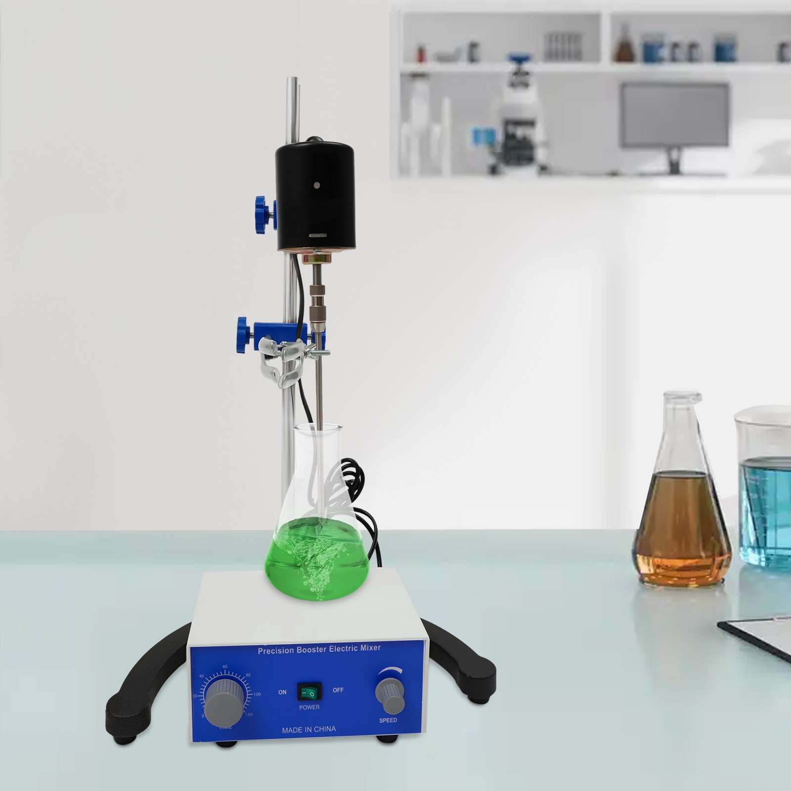Overhead Lab Stirrer, 100W 2800 RPM, 2.64 Gal Capacity, Digital Timer, 0-120 Min