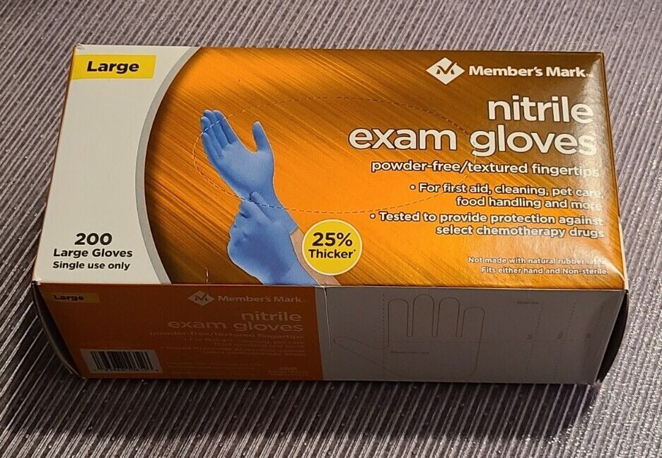 Member’s Mark Large LG Nitrile Exam Gloves 200 Count Powder Free Fresh Stock NEW