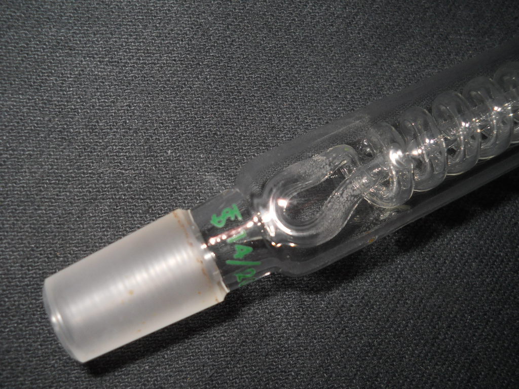 CHEMGLASS Style “A” 14/20 Joint Glass Coil Style Reflux Condenser, 205mm OAL