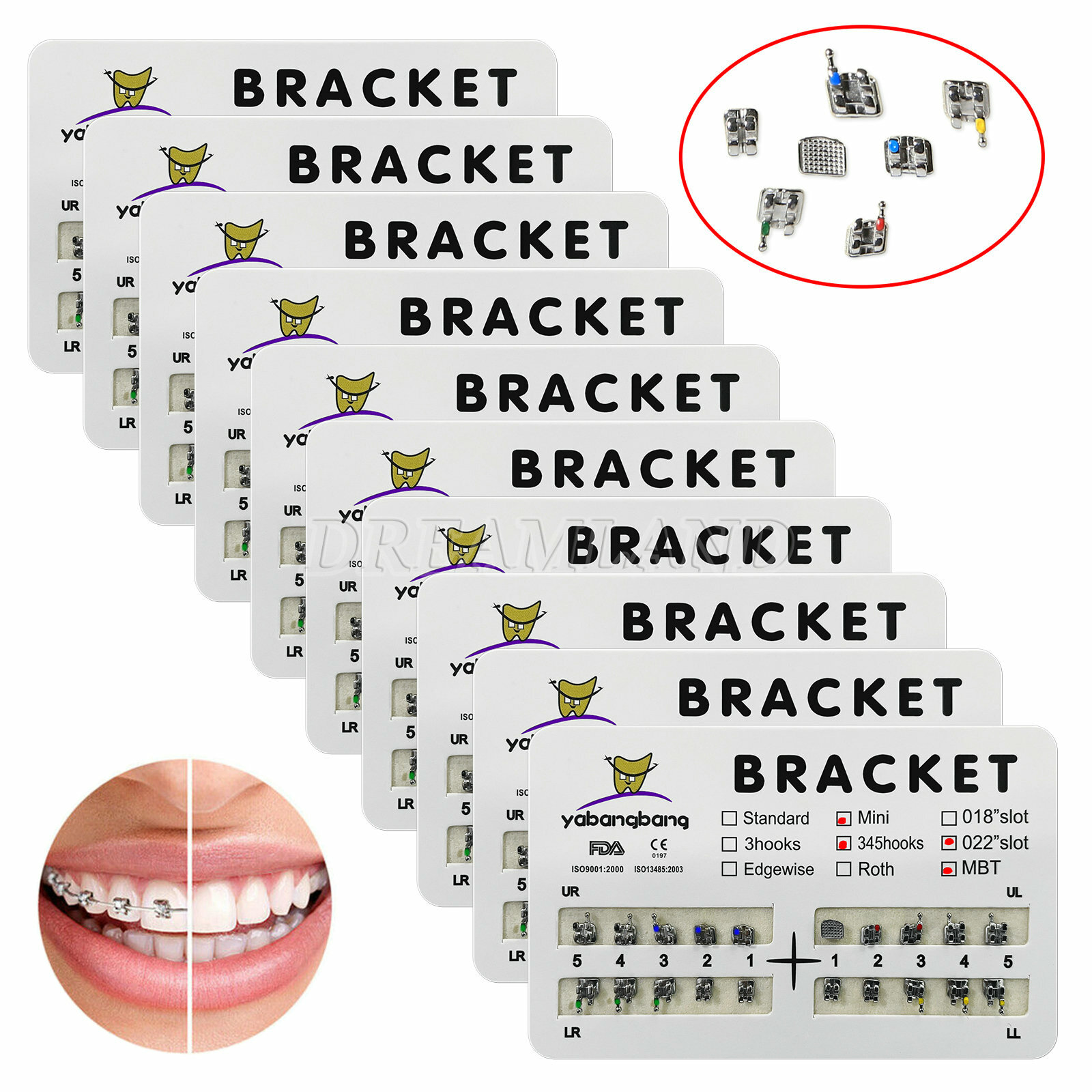 10-200 Packs Dental Metal Ortho Brackets Braces Mini Roth/MBT Slot.022 Lot