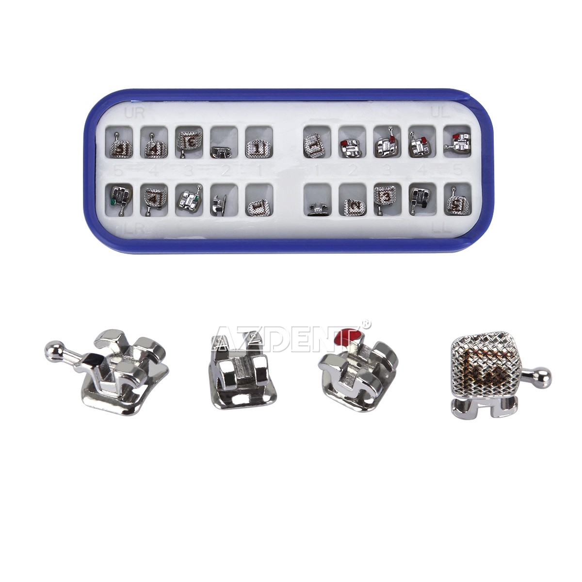 10X AZDENT Orthodontic Brackets Split Welding Mini Roth 022 Hook 345 Laser Mark