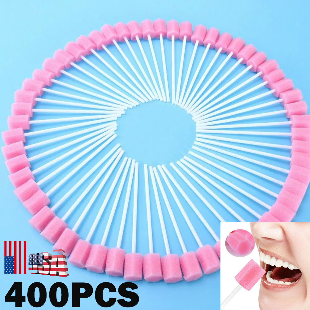 400x Disposable Oral Care Sponge Swabs Tooth Cleaning Mouth Swab With Sticks USA