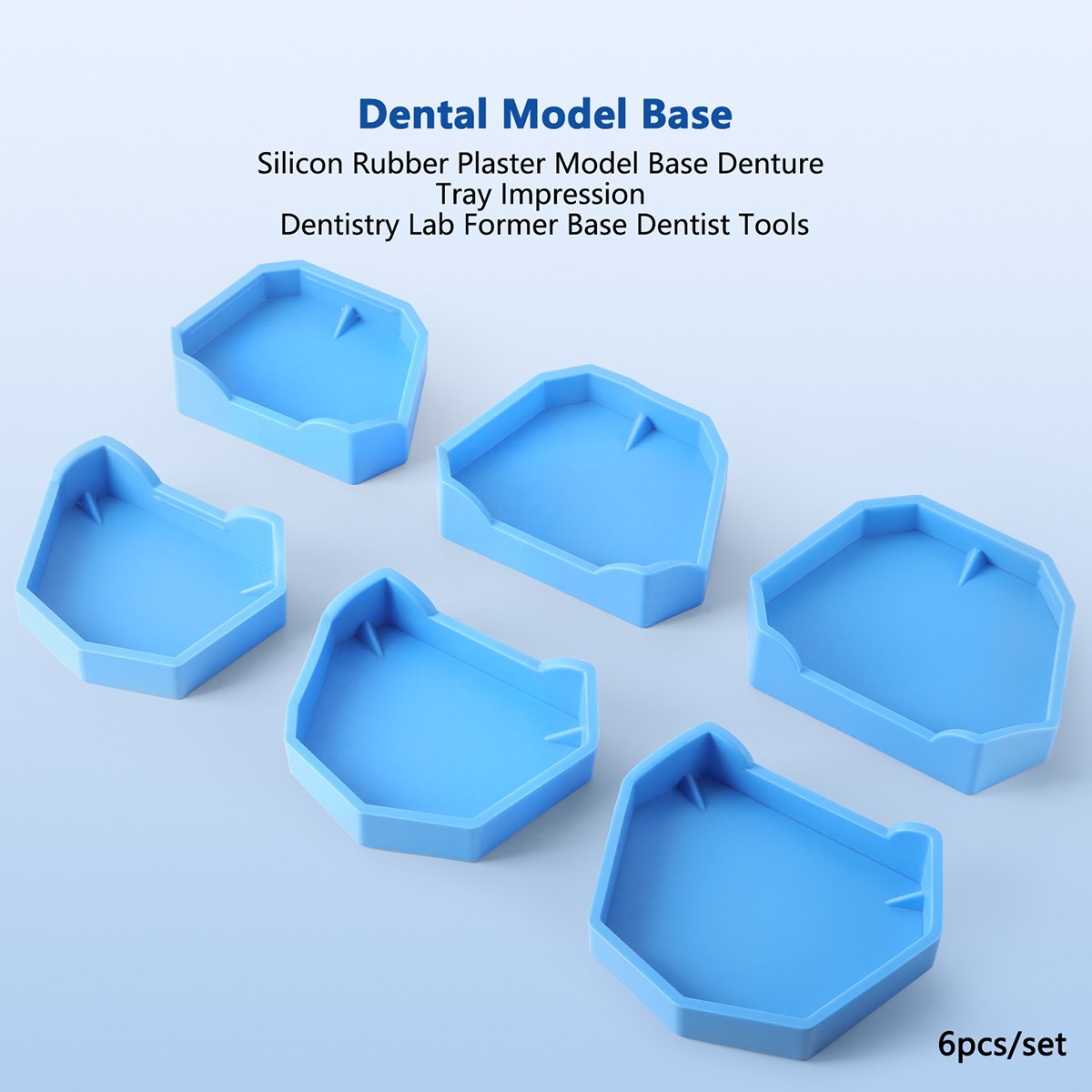 6PCS AZDENT Dental Lab Model Former Base Molds Set Silicone Mould Tray Base