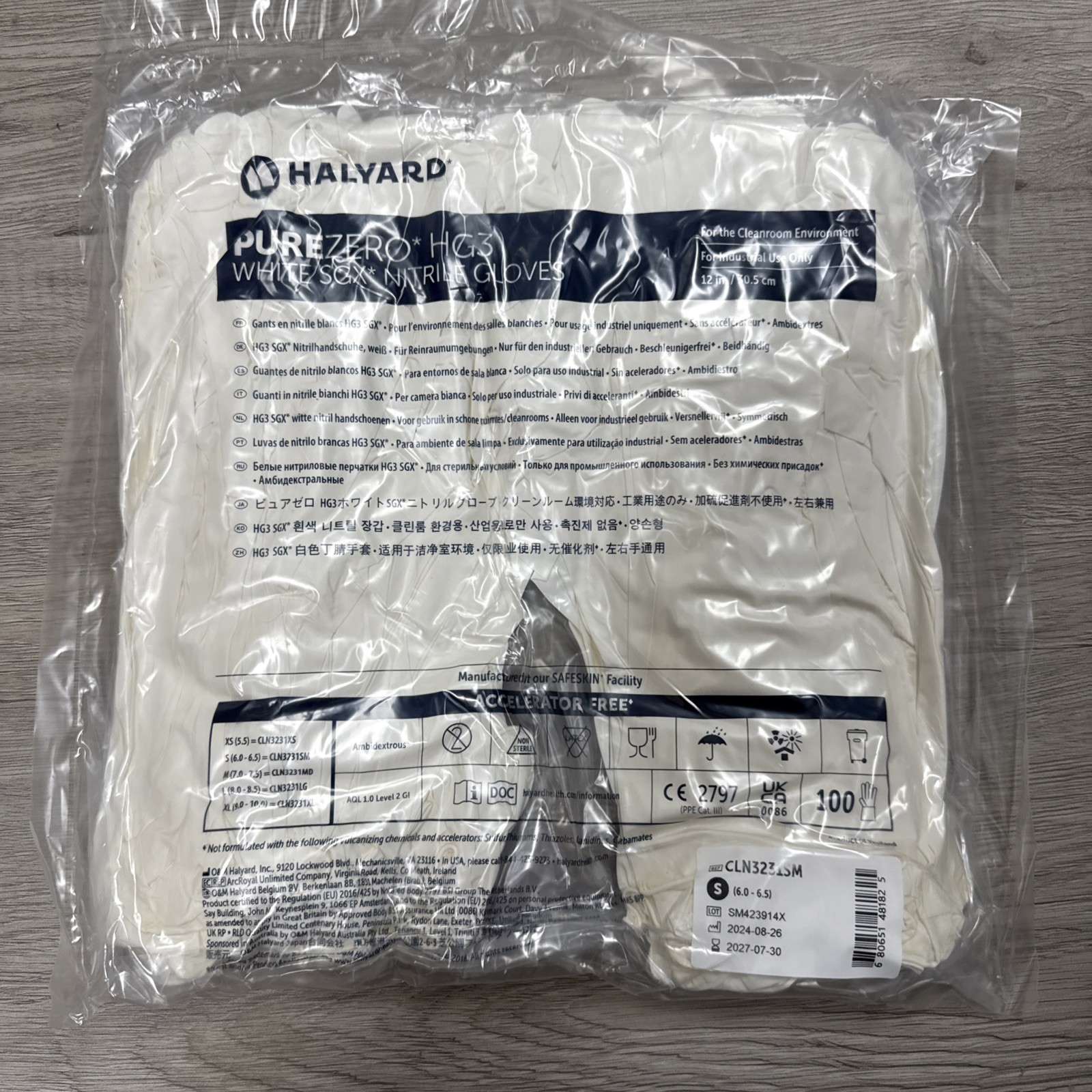 100 pcs Halyard Purezero Smooth HG3 White Nitrile Gloves Small CLN3231SM New