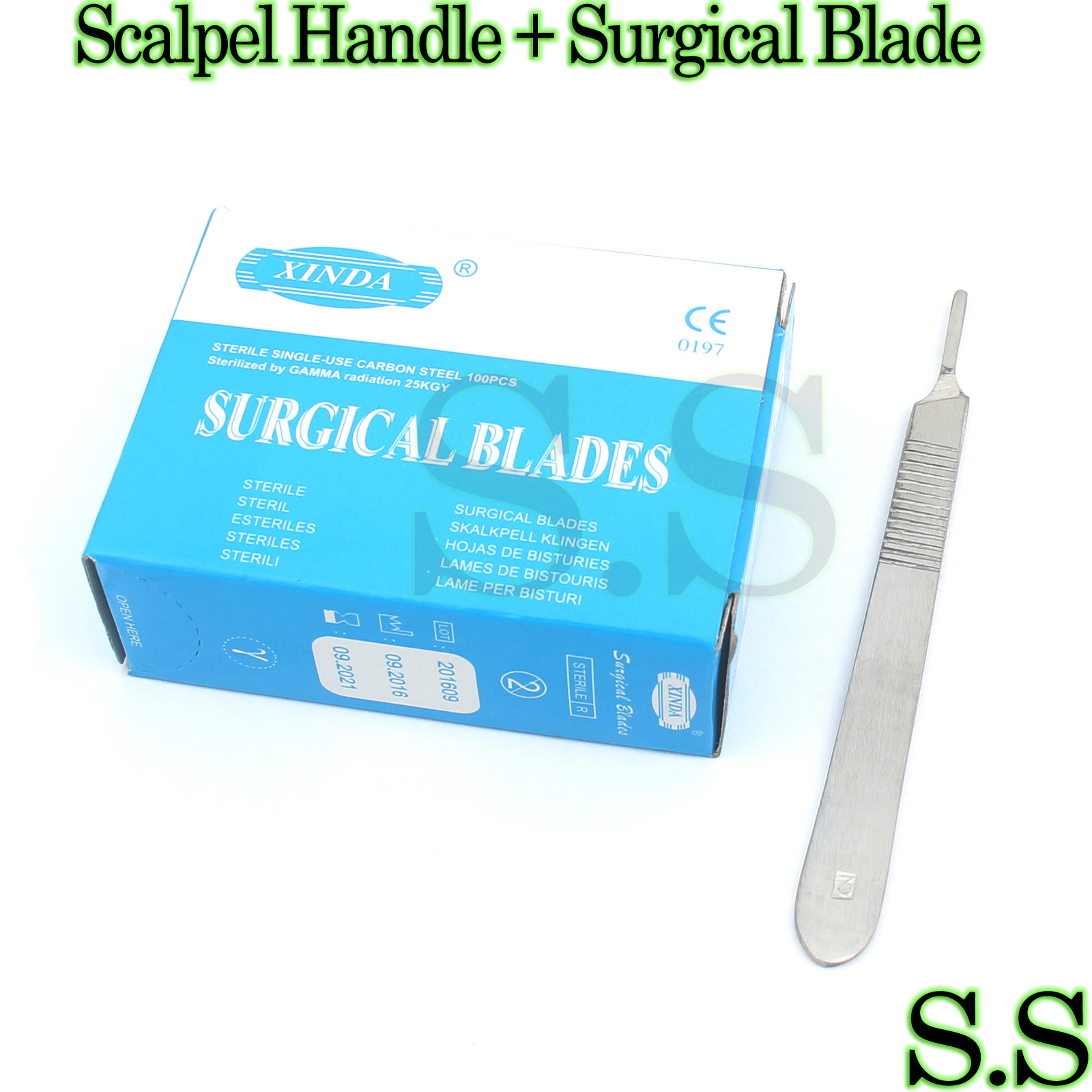 100 Scalpel Blades #12 Surgical Dental ENT Instruments with Free #3 Handle