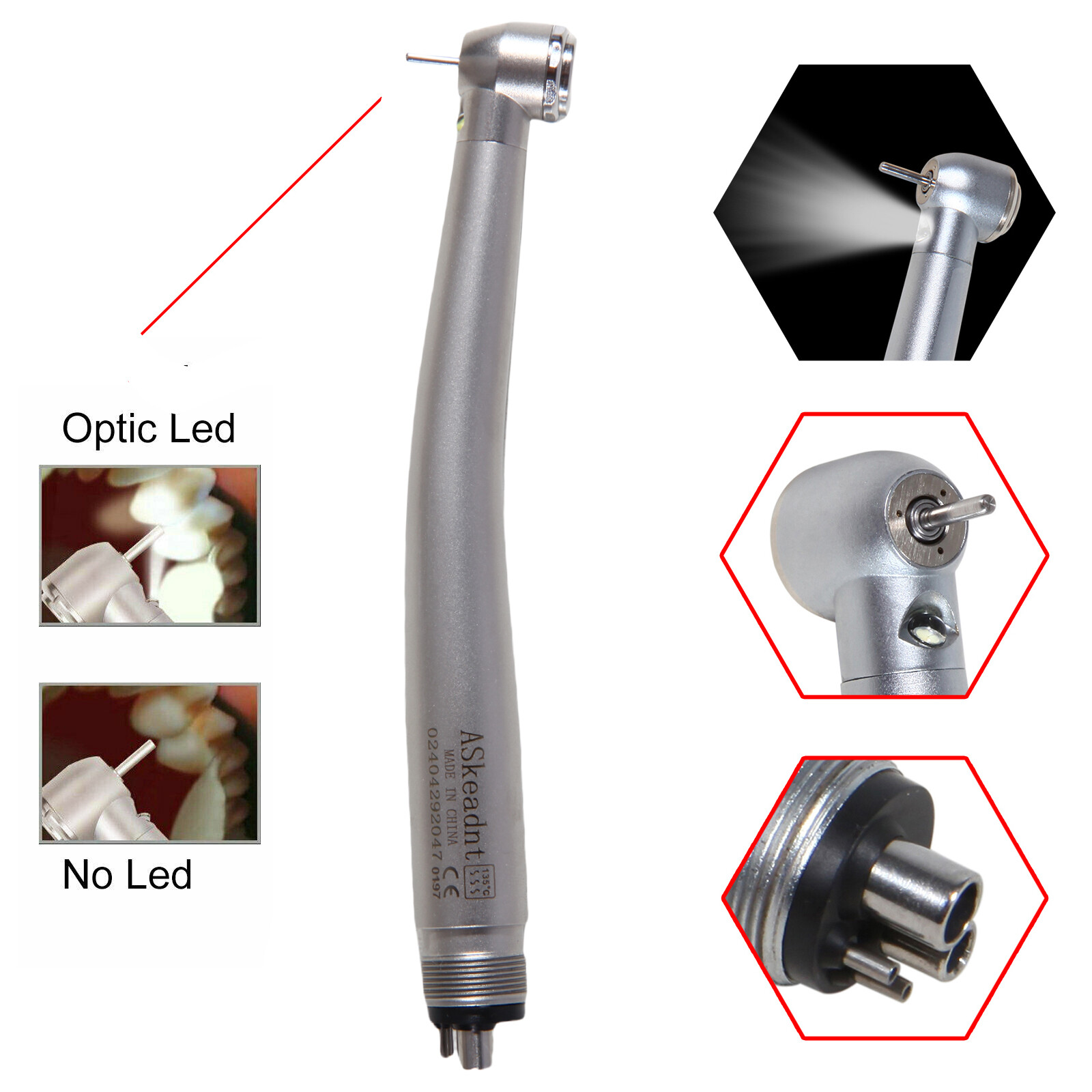 10pcs/1Box Askeadnt Dental LED E-generator High Speed Handpiece 4Holes NSK Style