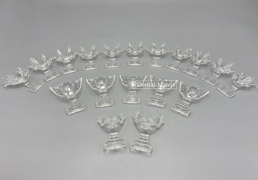 Dental Impression Trays Frame Cut Back Edentulous Jaw Full Denture Clear 18pcs