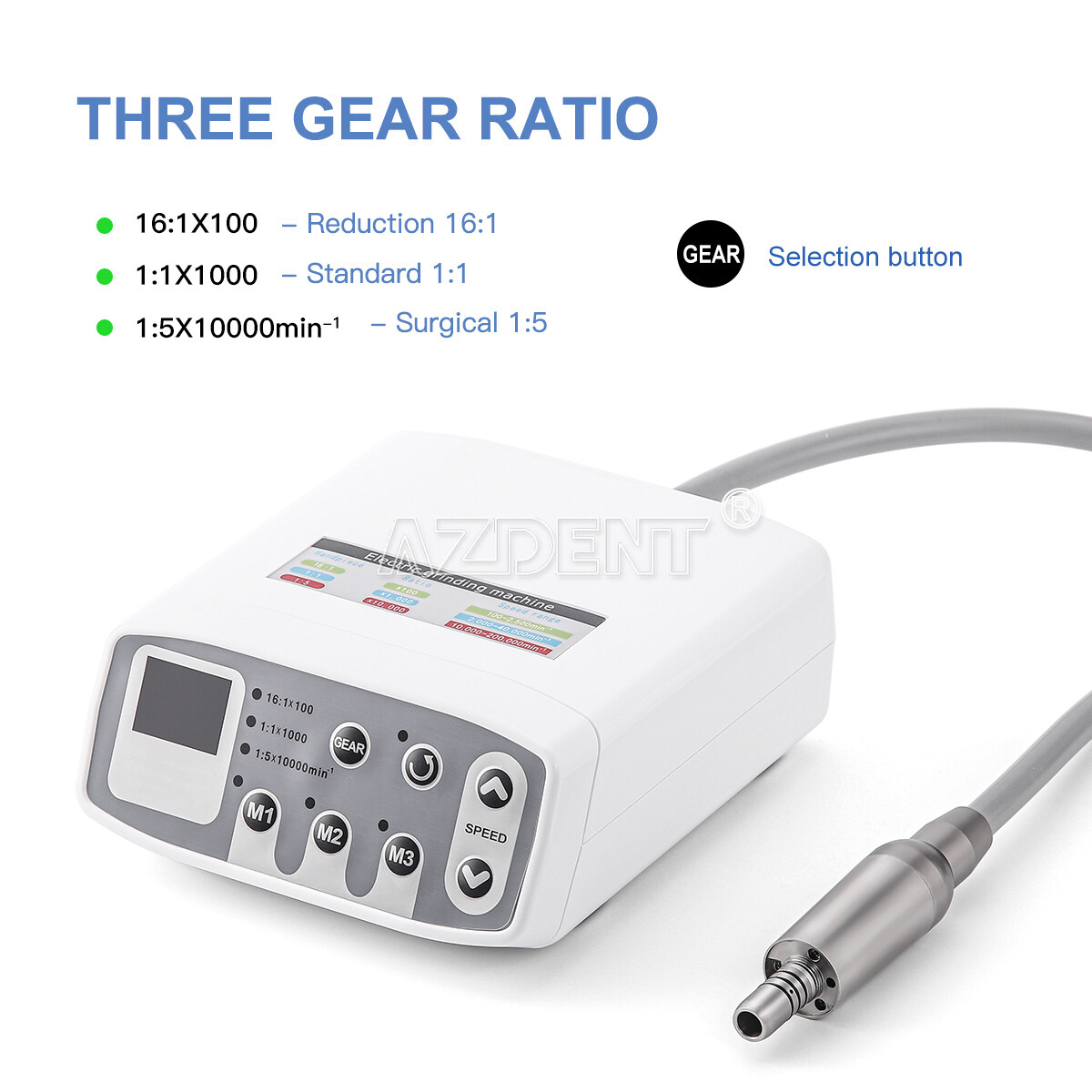 AZDENT Dental LED Electric Brushless Micro Motor/1:5 Increasing Contra Angle